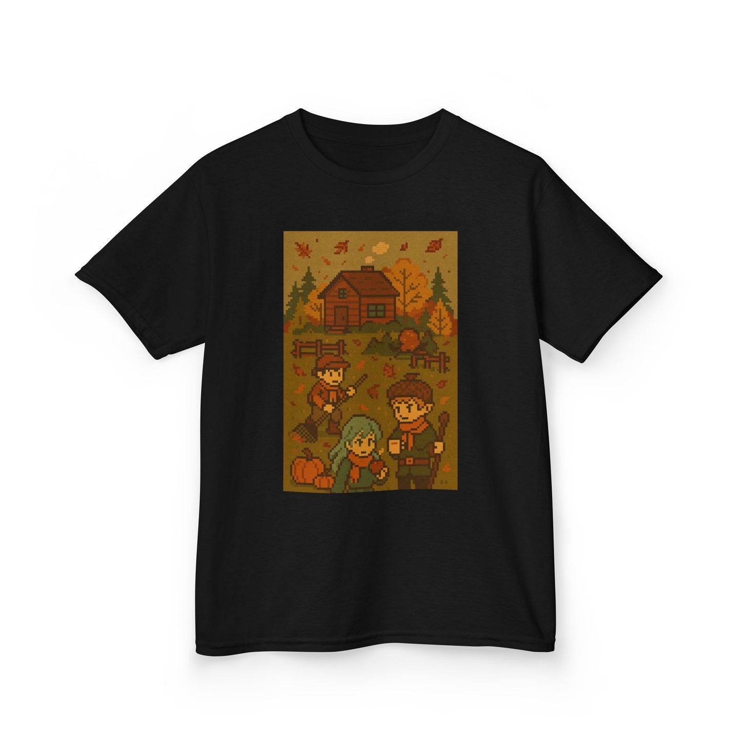 Autumn Kids Pixelated Cabin Theme Tee