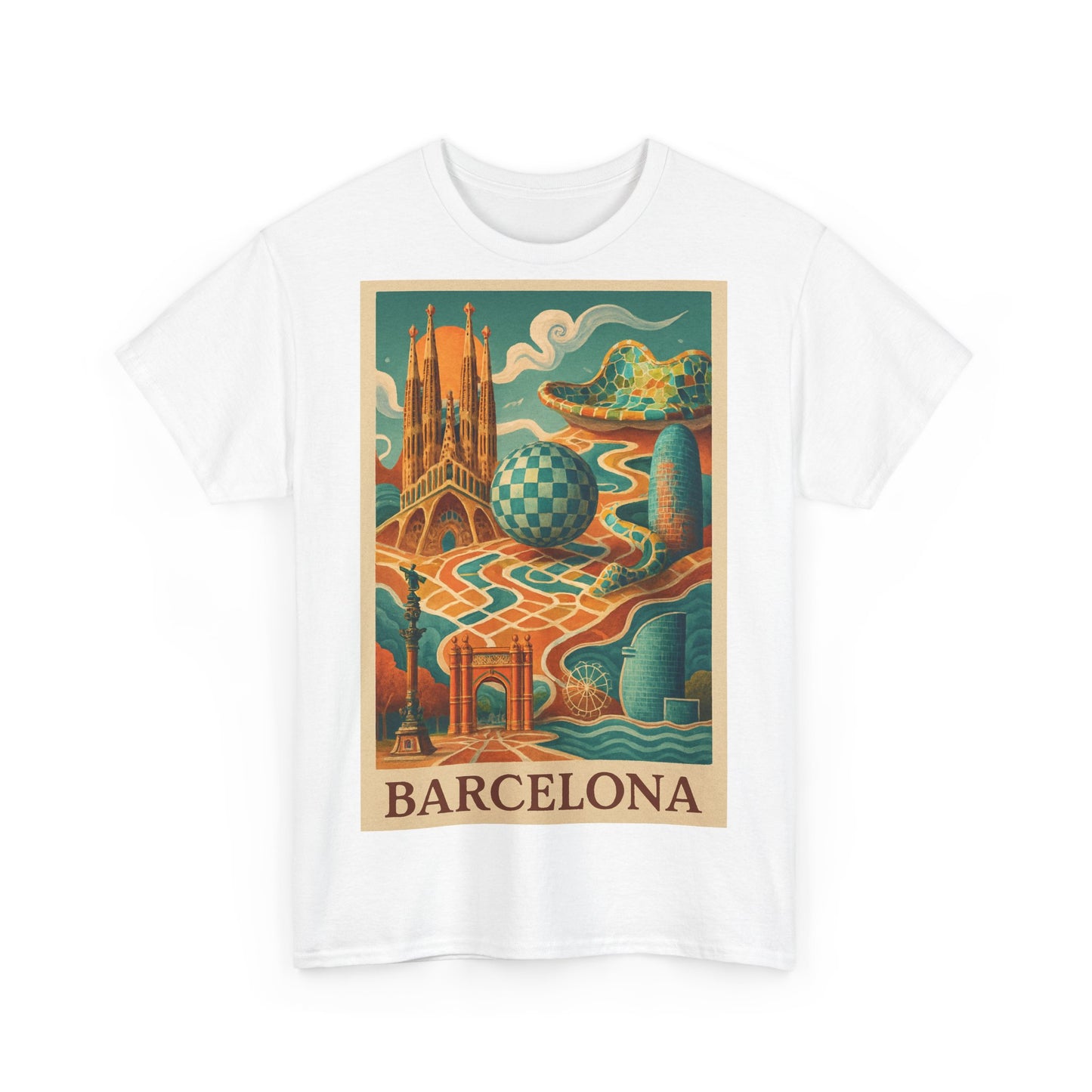 Adult Unisex Vintage Surreal Barcelona Graphic Tee