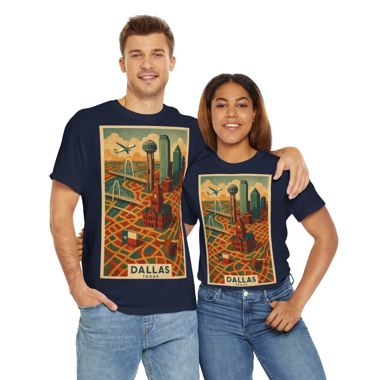 Adult Unisex Dallas Surreal Vintage Map Tee