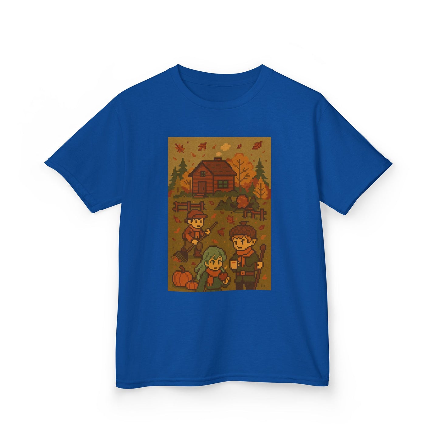 Autumn Kids Pixelated Cabin Theme Tee