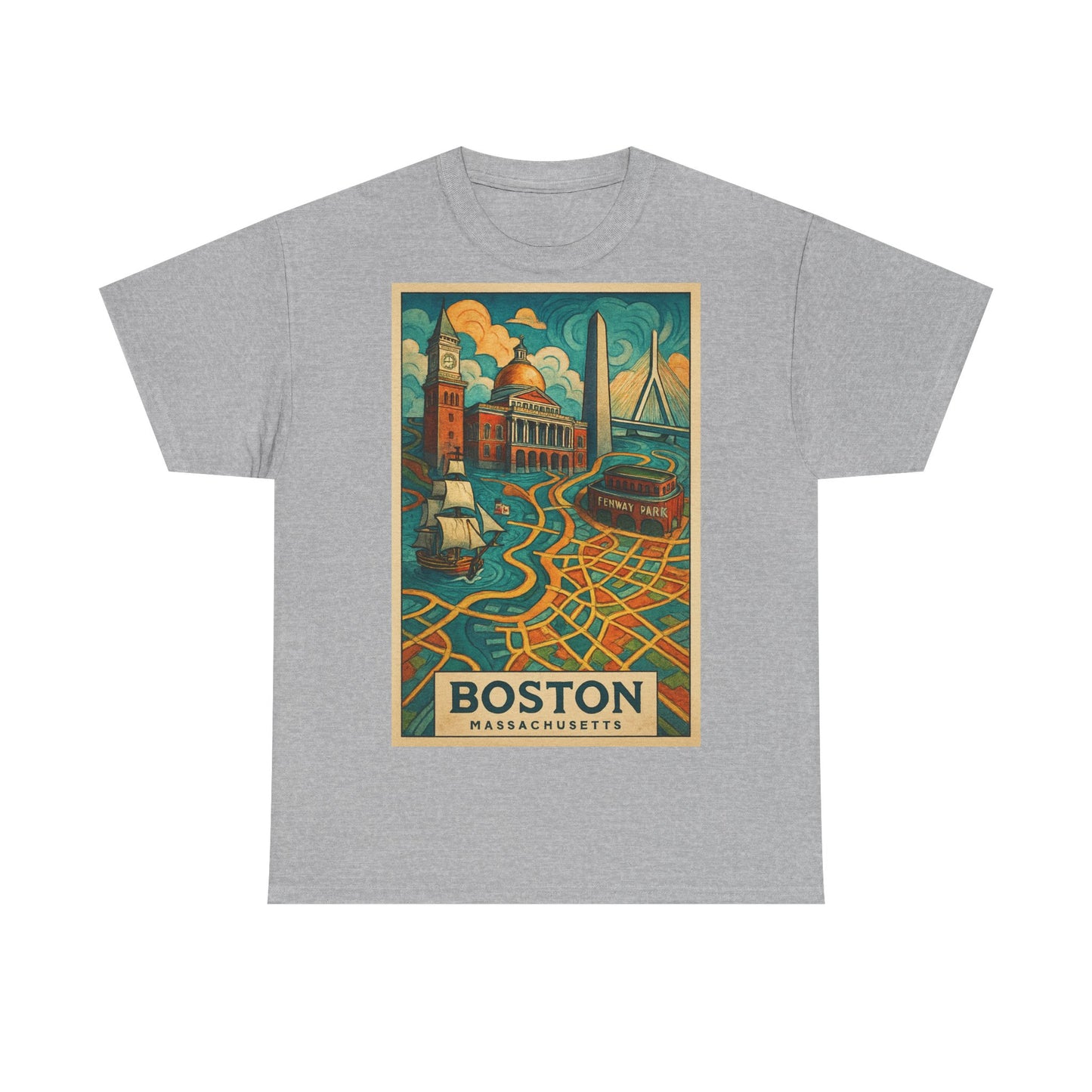 Adult Unisex Boston Surreal Travel Art Tee