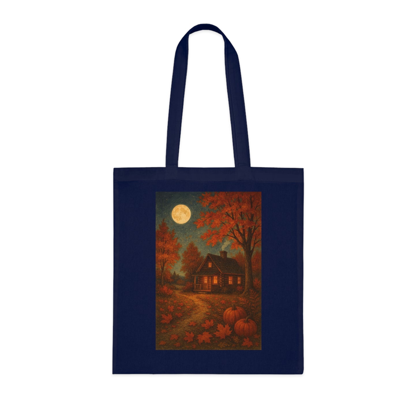 Autumn Cozy Cabin Themed Cotton Tote Bag