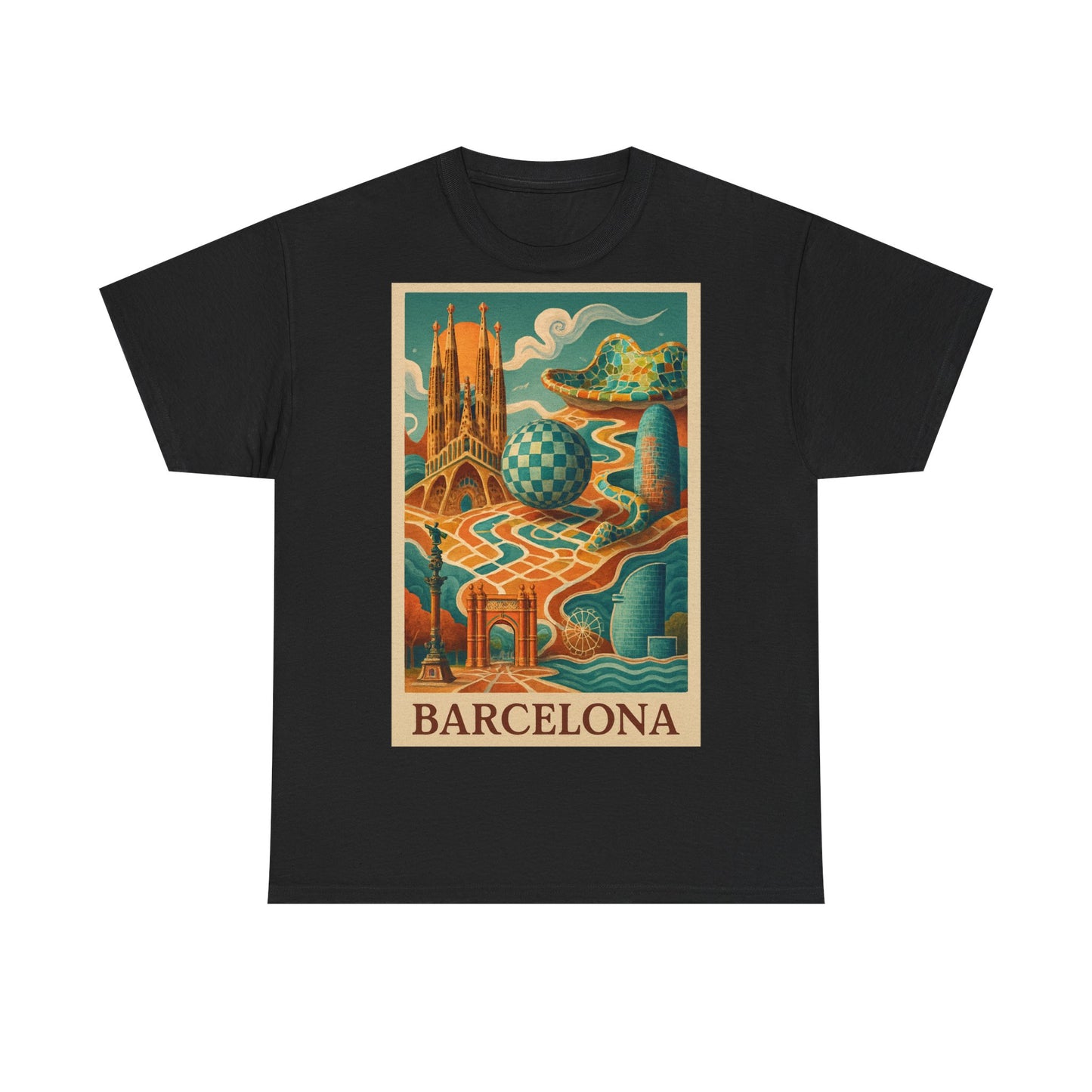 Adult Unisex Vintage Surreal Barcelona Graphic Tee