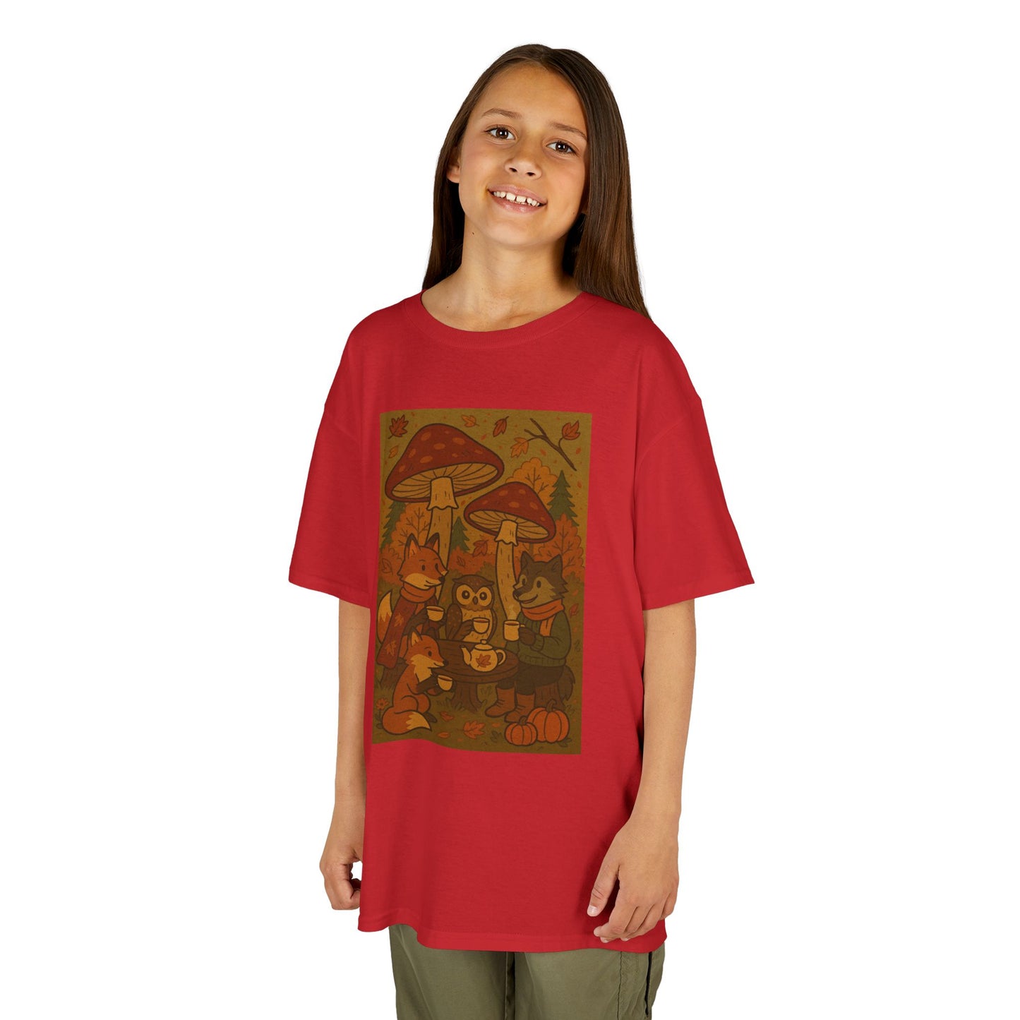 Autumn Whimsical Mushroom Tea Party Kids Tee