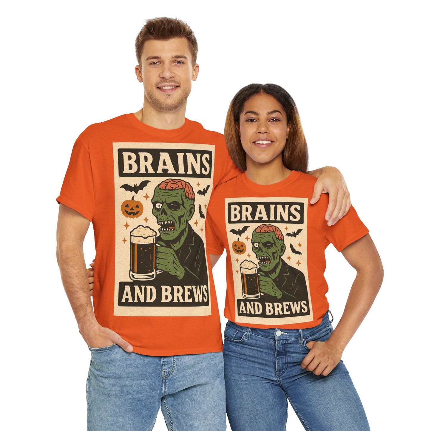 Zombie Brains and Brews Halloween Adult Unisex Tee