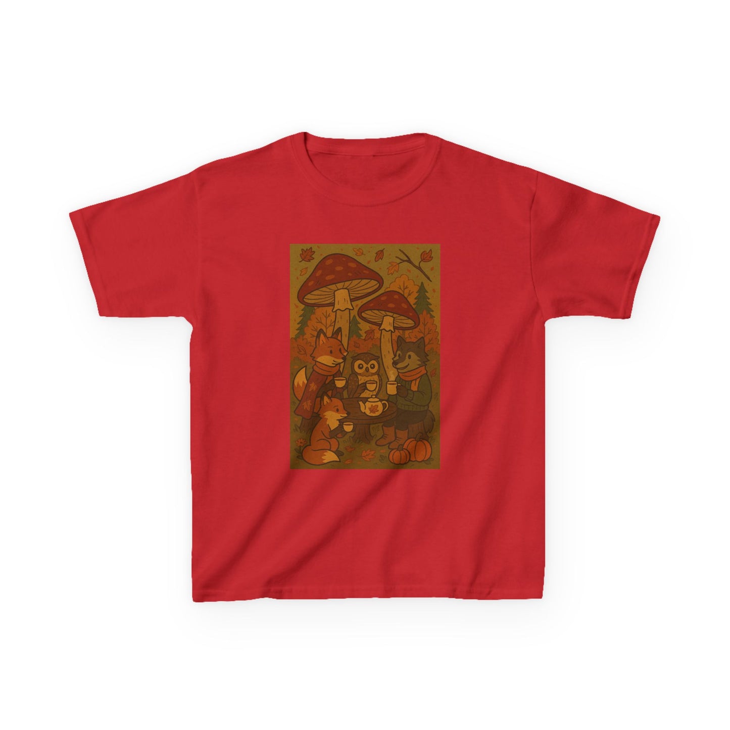Autumn Whimsical Mushroom Tea Party Kids Tee