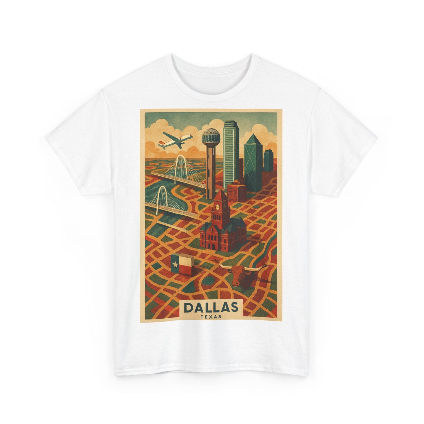Adult Unisex Dallas Surreal Vintage Map Tee