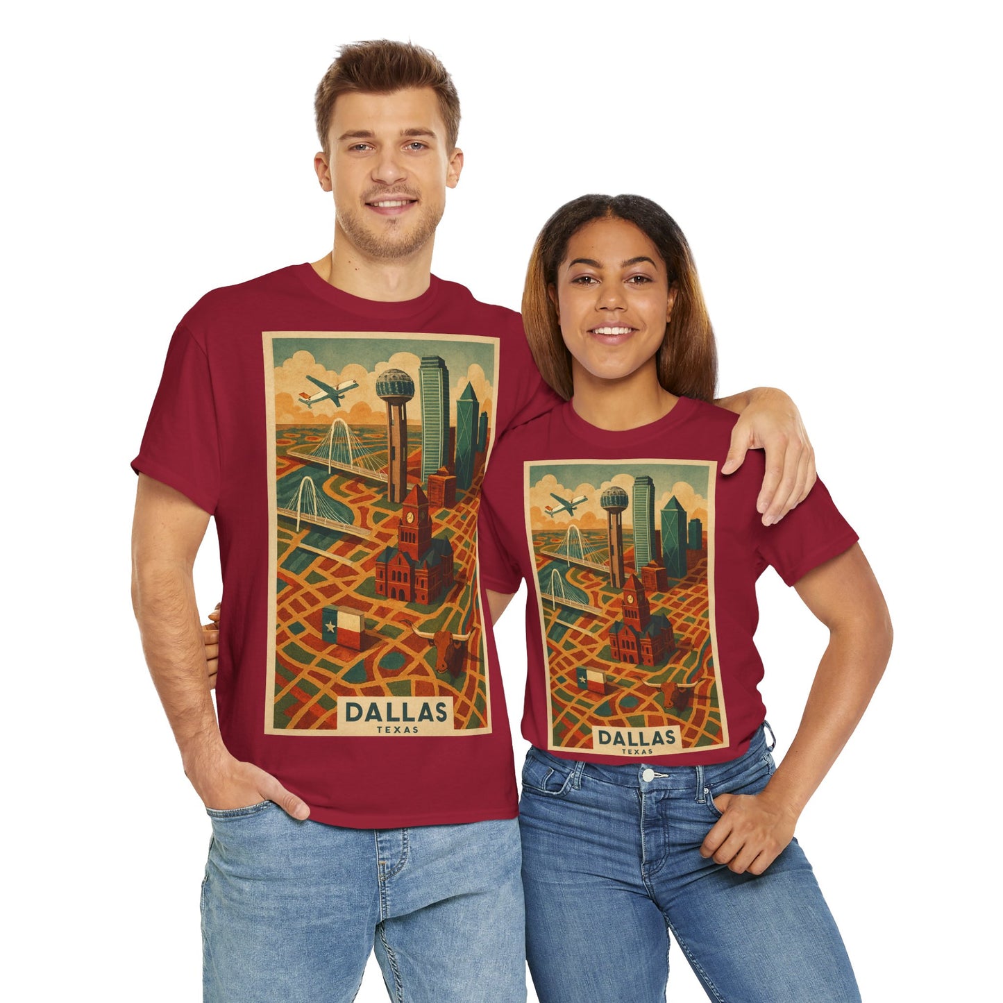 Adult Unisex Dallas Surreal Vintage Map Tee