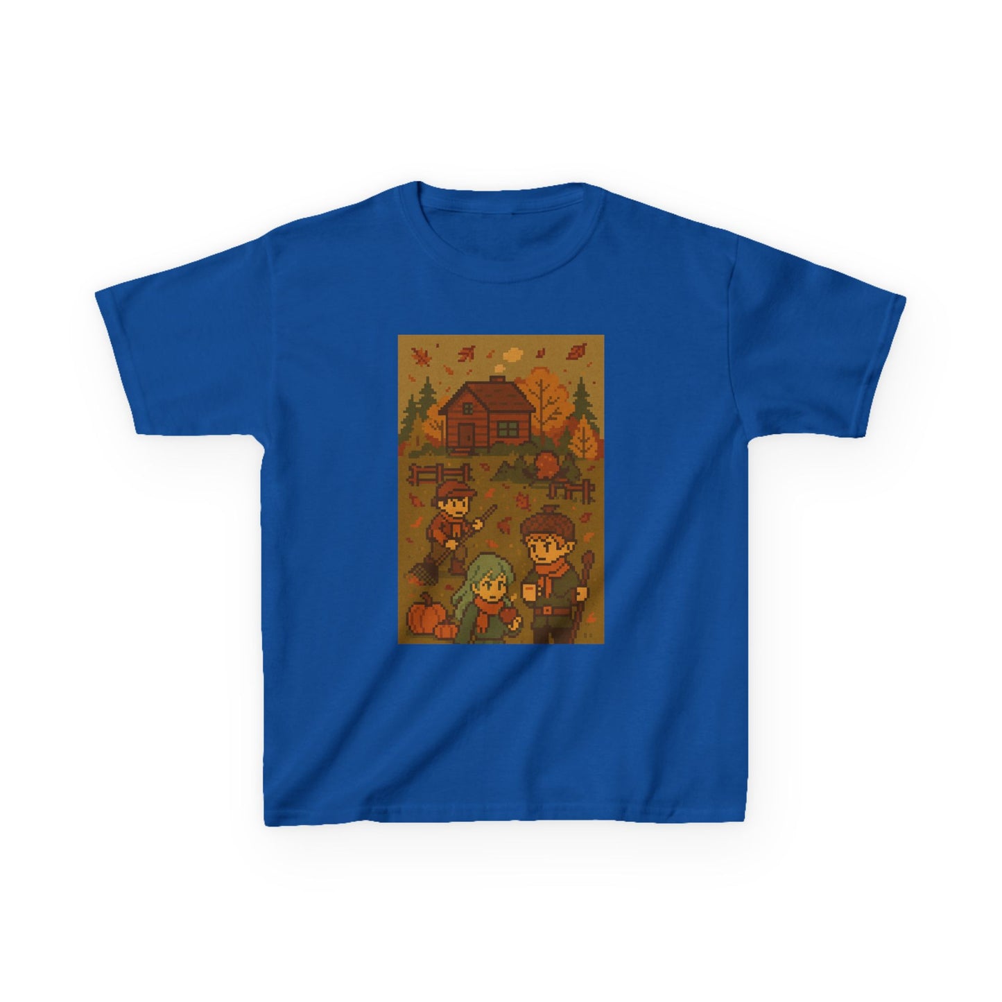 Autumn Kids Pixelated Cabin Theme Tee