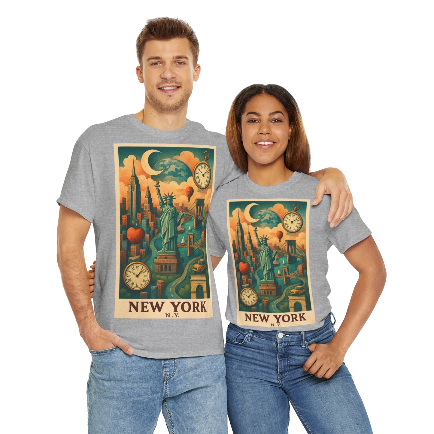 Adult Unisex Surreal Vintage New York Skyline Tee