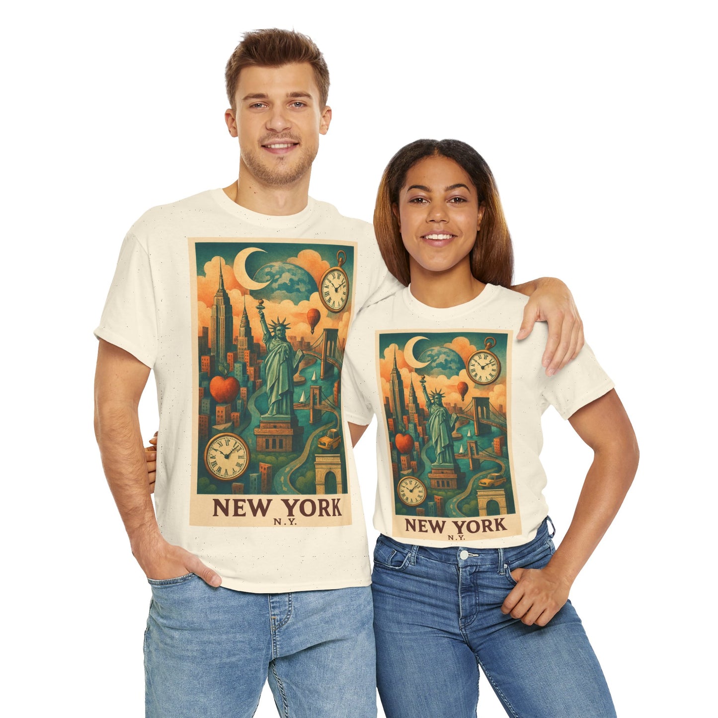 Adult Unisex Surreal Vintage New York Skyline Tee