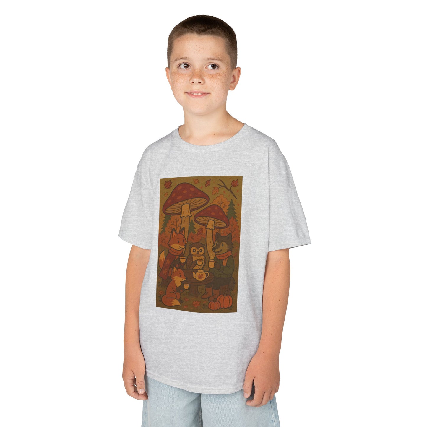 Autumn Whimsical Mushroom Tea Party Kids Tee