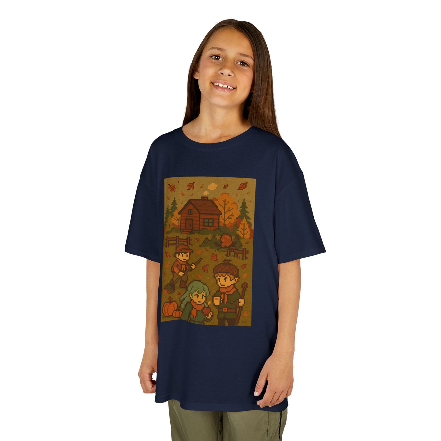Autumn Kids Pixelated Cabin Theme Tee