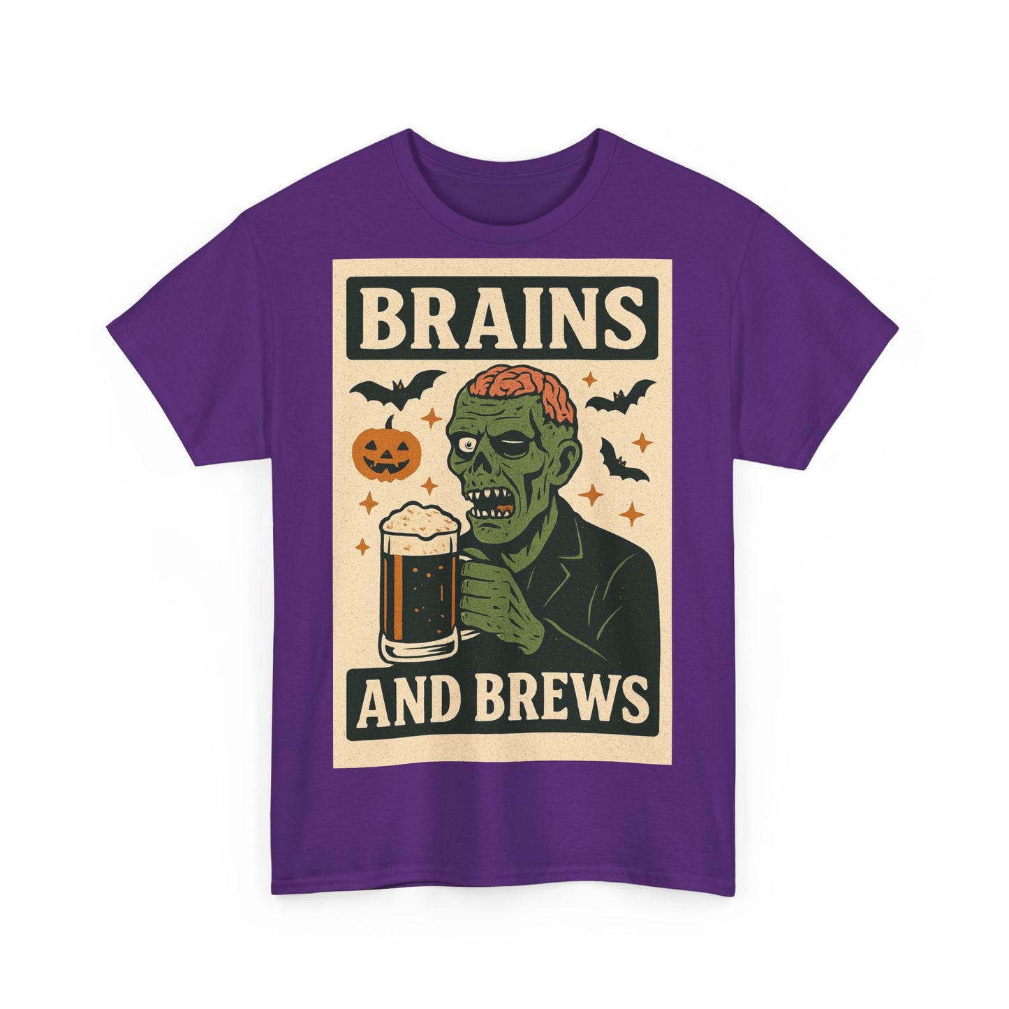 Zombie Brains and Brews Halloween Adult Unisex Tee