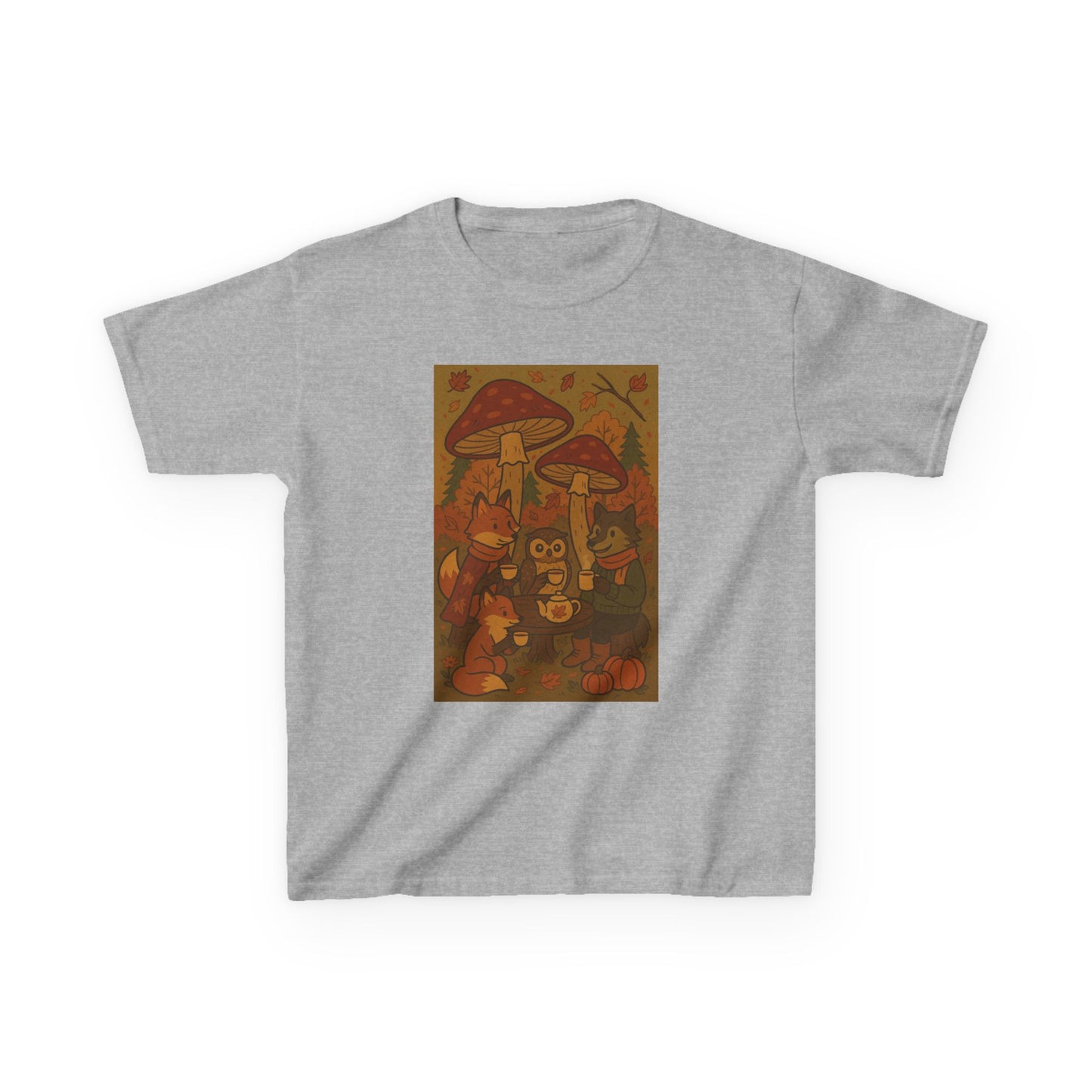 Autumn Whimsical Mushroom Tea Party Kids Tee