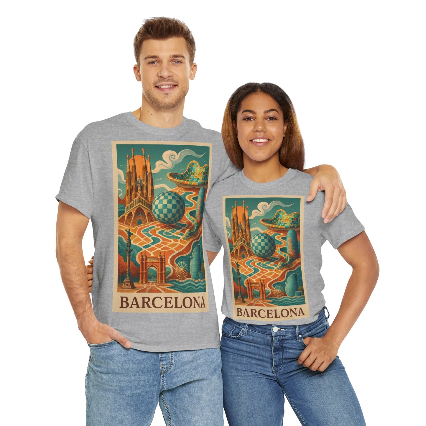 Adult Unisex Vintage Surreal Barcelona Graphic Tee