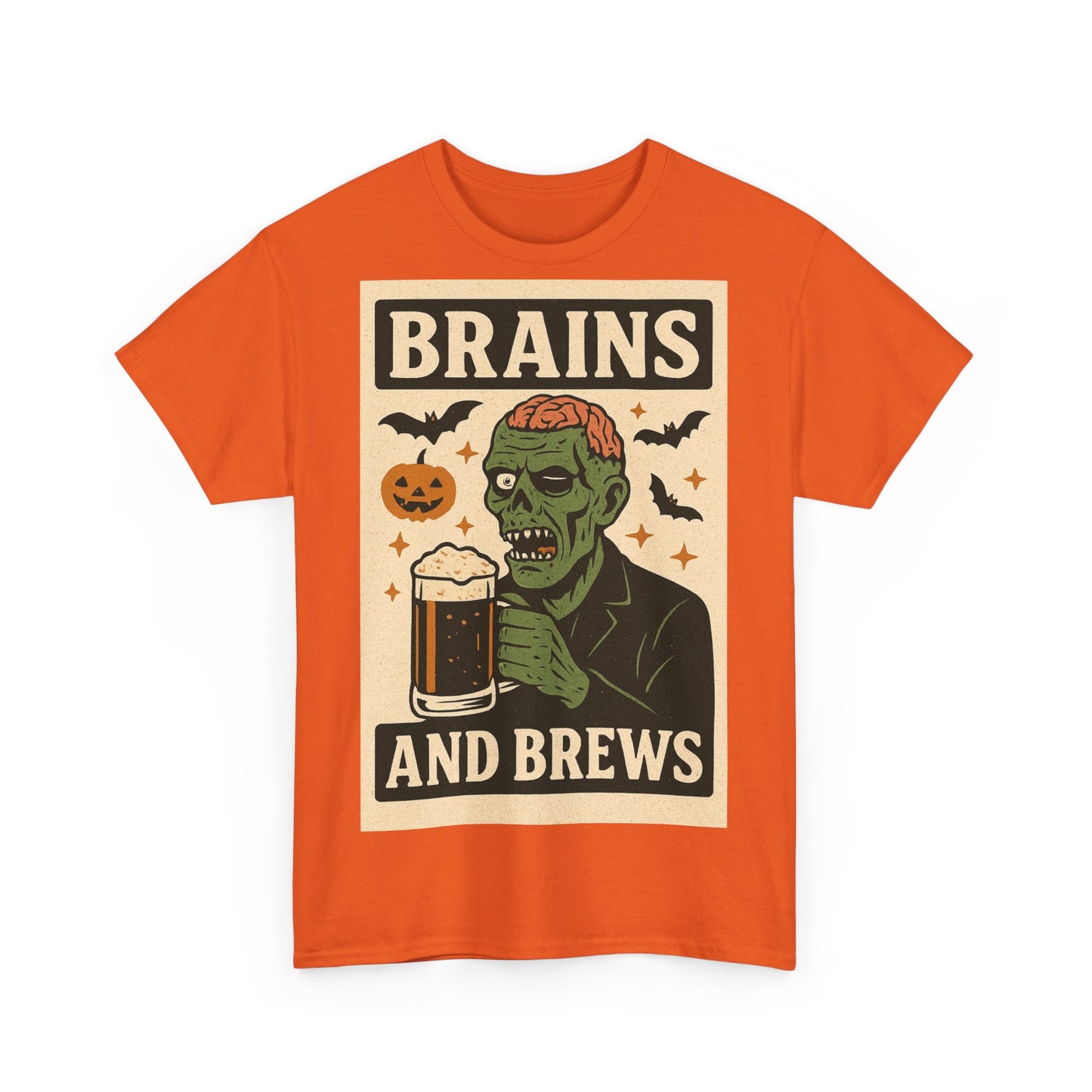 Zombie Brains and Brews Halloween Adult Unisex Tee