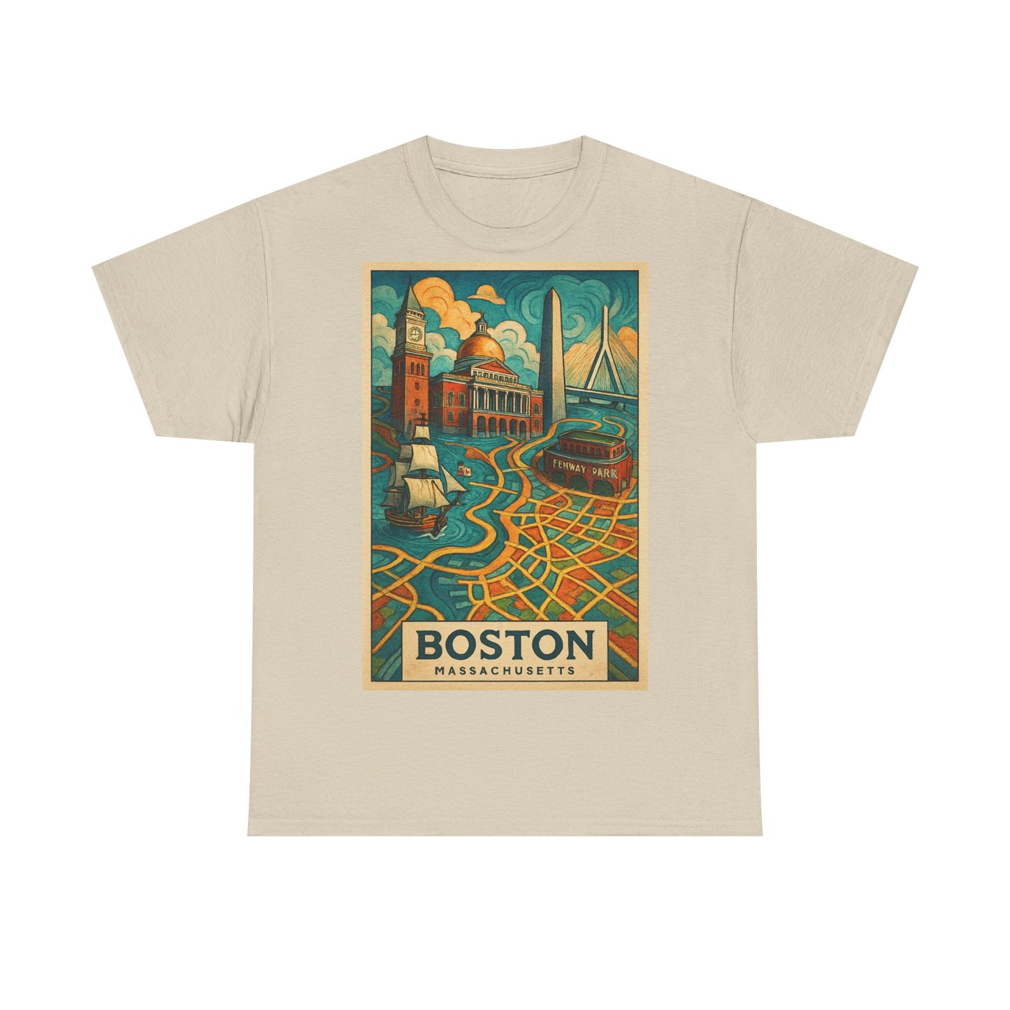 Adult Unisex Boston Surreal Travel Art Tee