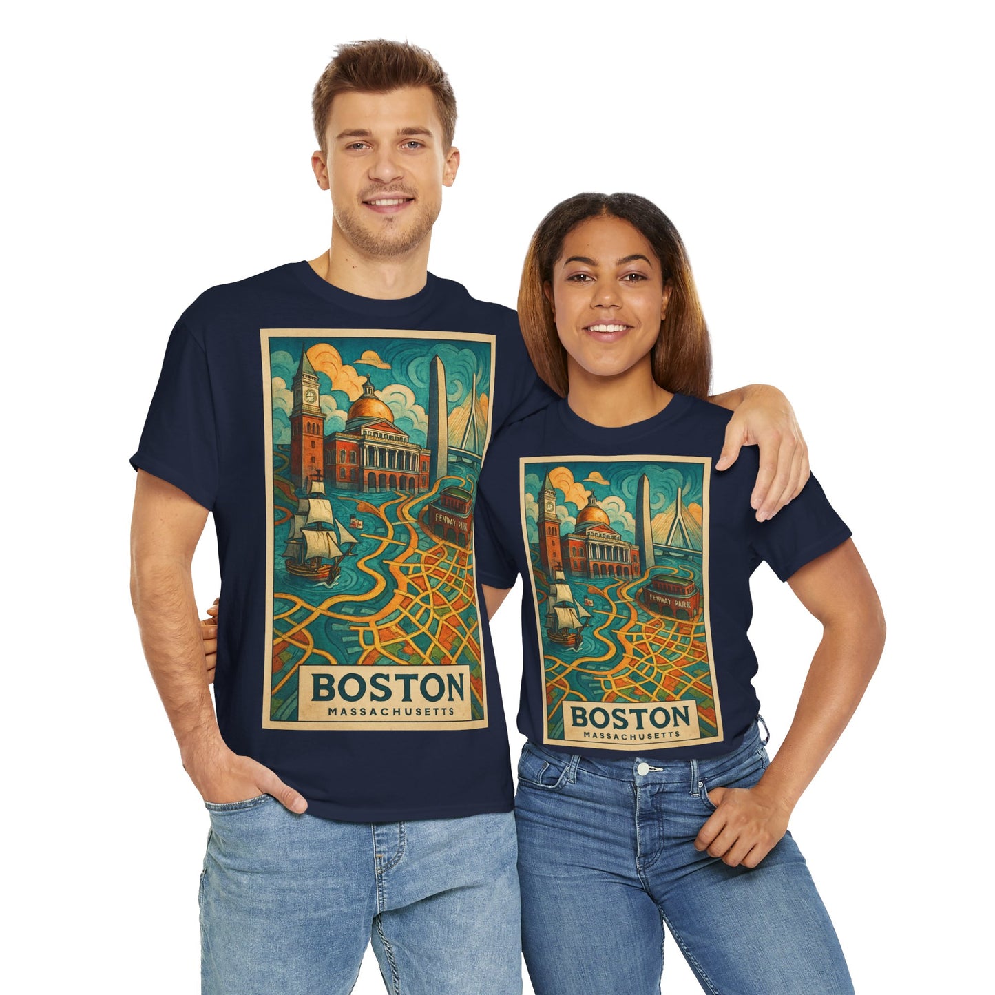 Adult Unisex Boston Surreal Travel Art Tee