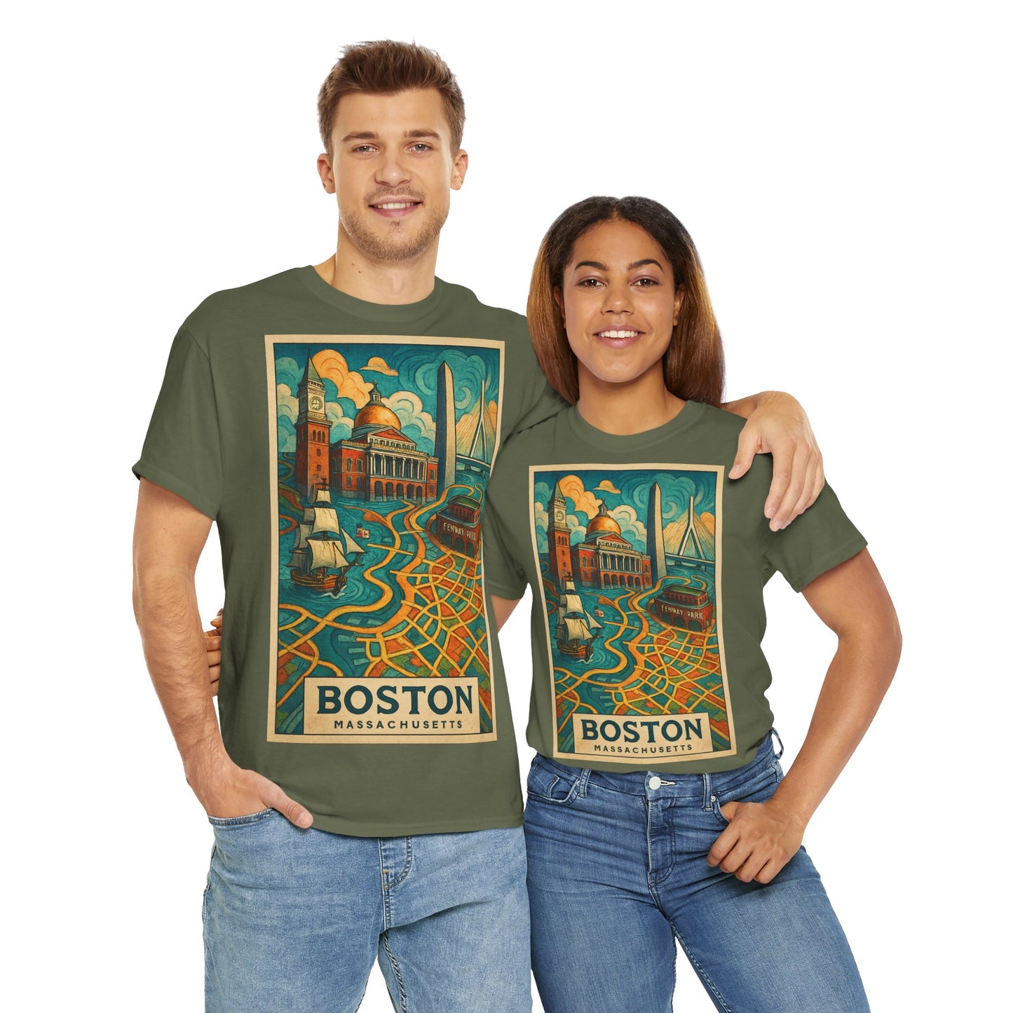 Adult Unisex Boston Surreal Travel Art Tee