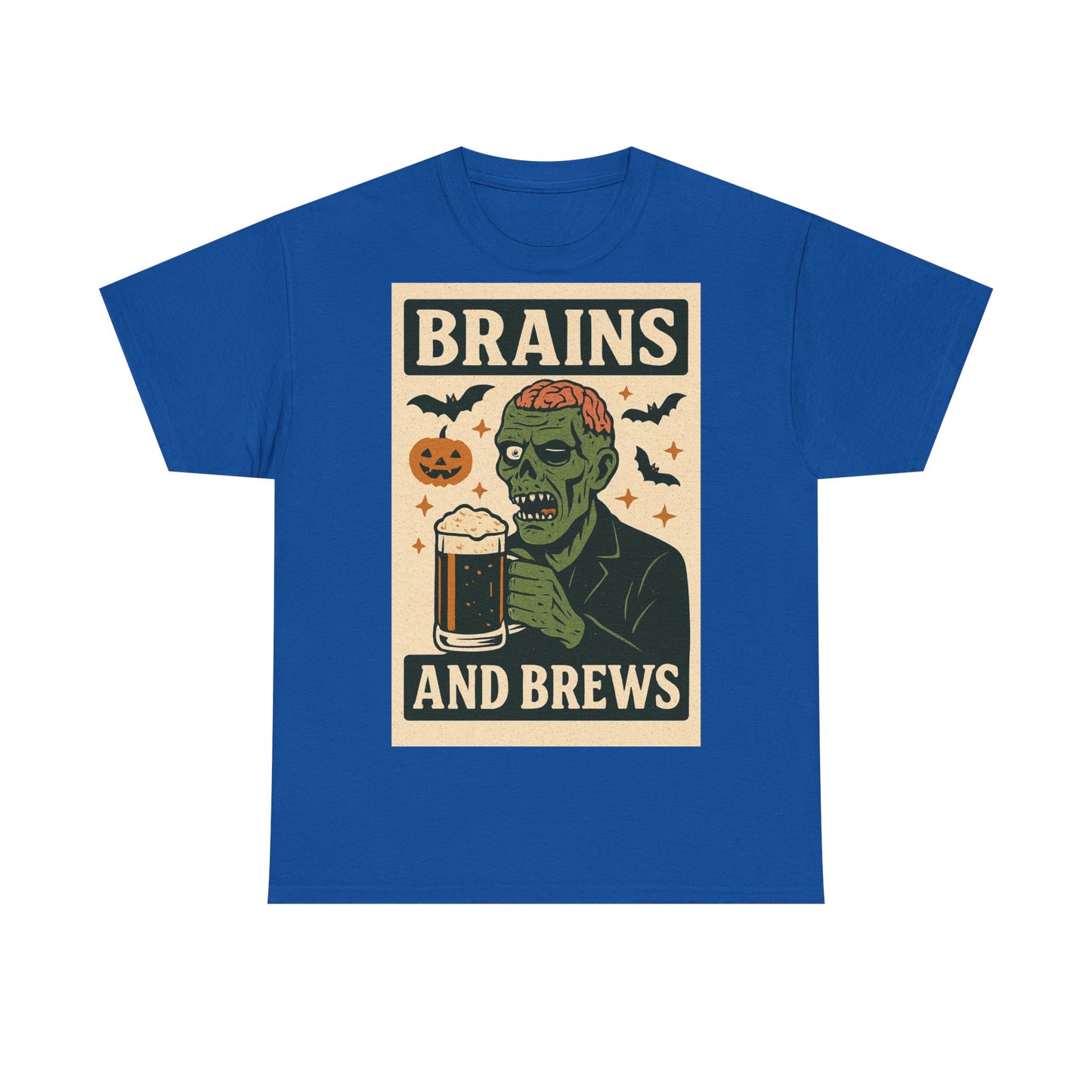 Zombie Brains and Brews Halloween Adult Unisex Tee
