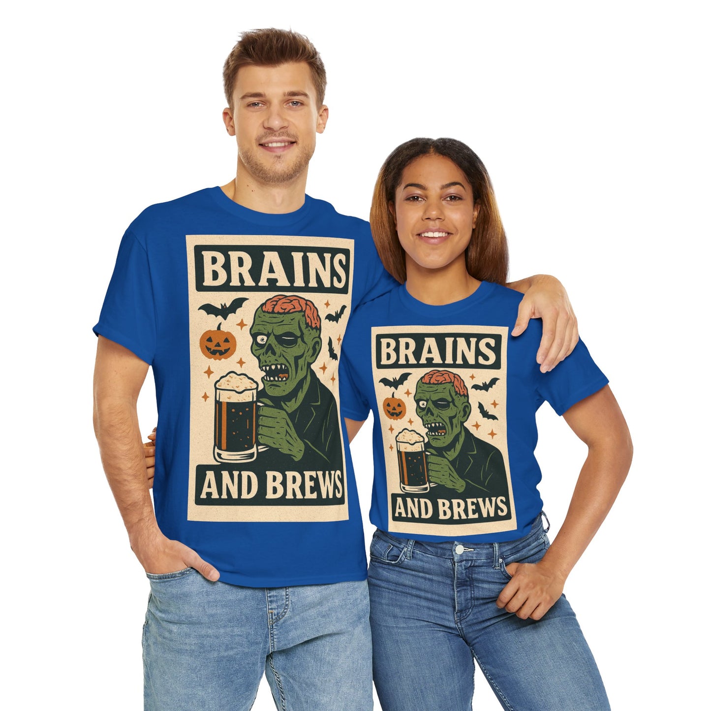 Zombie Brains and Brews Halloween Adult Unisex Tee