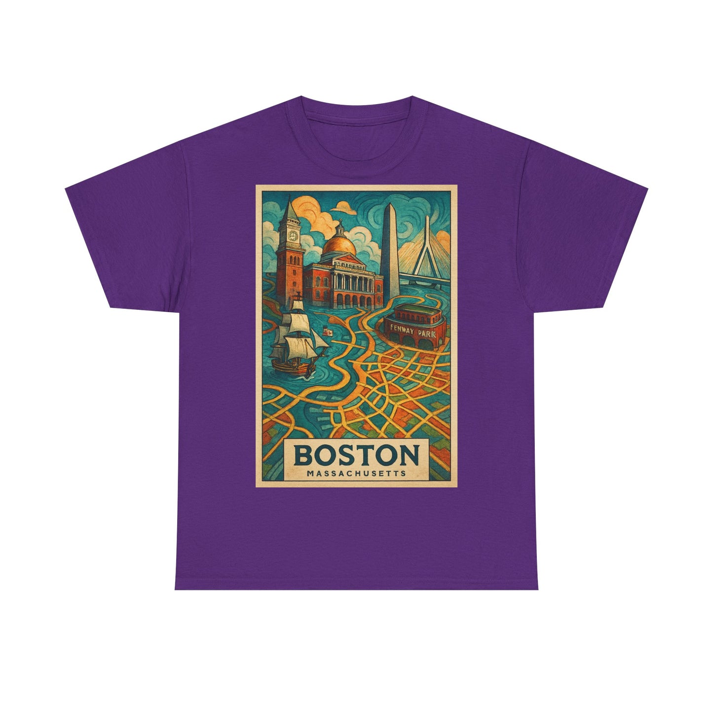 Adult Unisex Boston Surreal Travel Art Tee