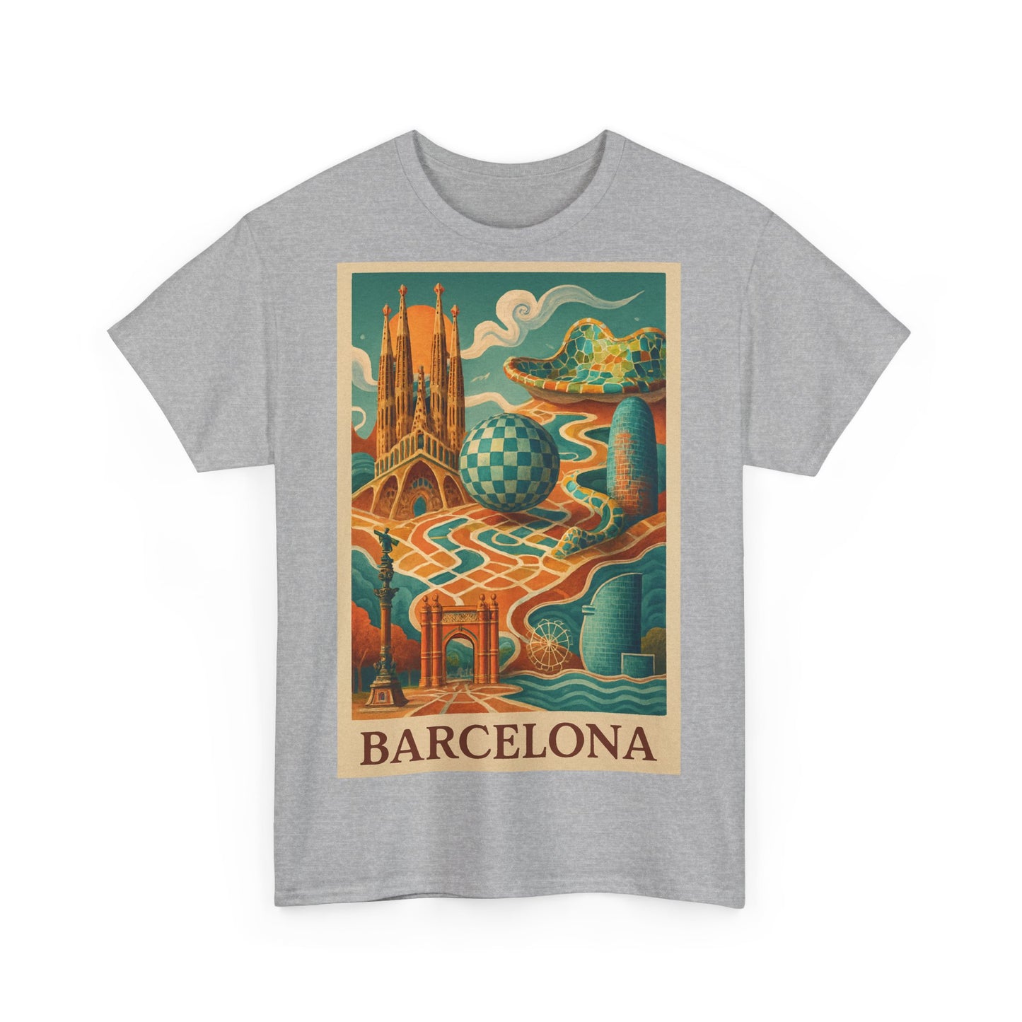 Adult Unisex Vintage Surreal Barcelona Graphic Tee