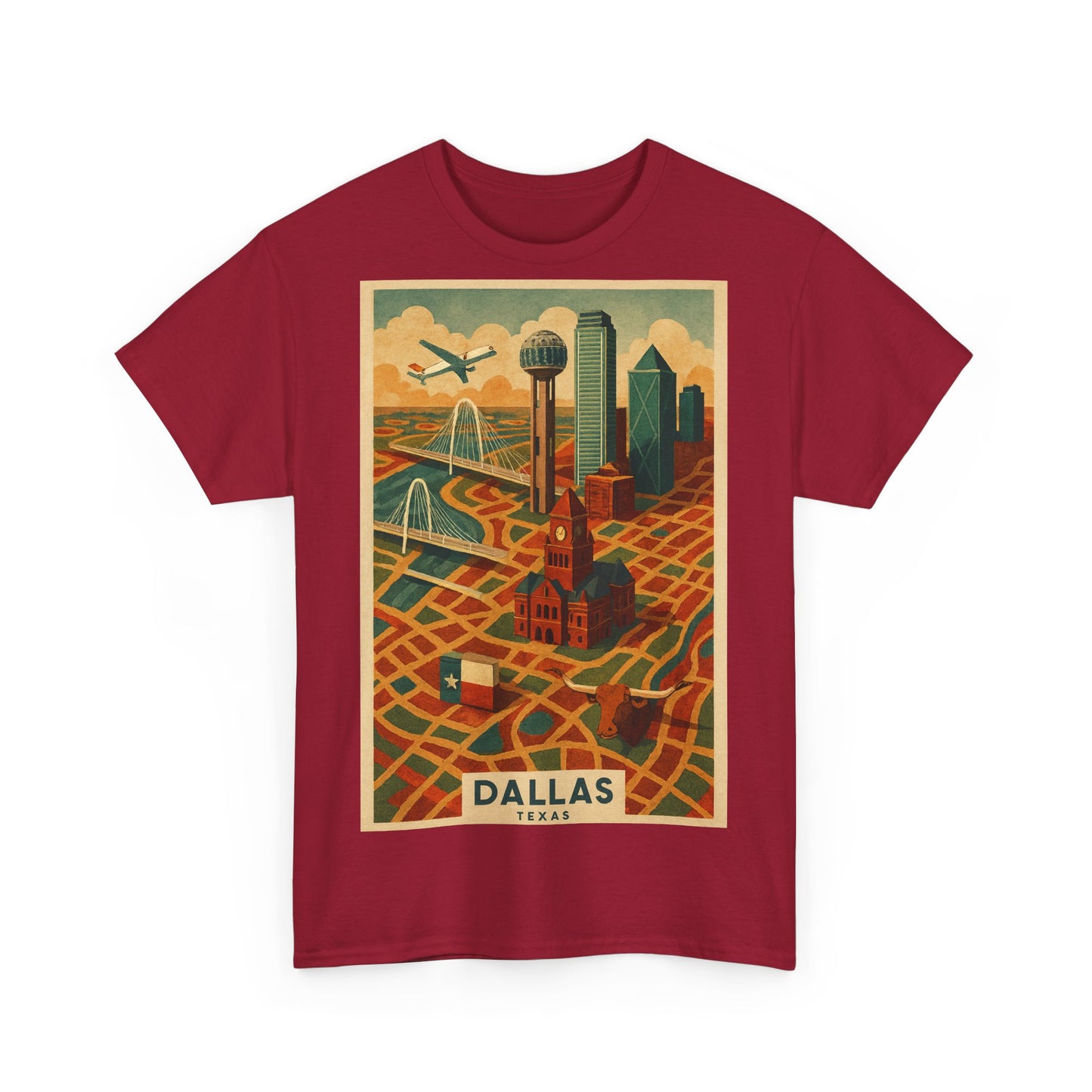 Adult Unisex Dallas Surreal Vintage Map Tee
