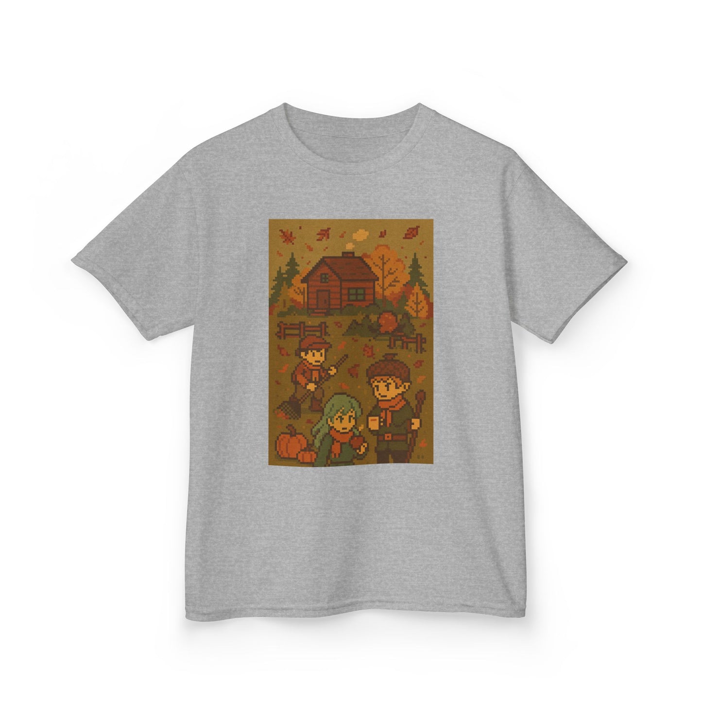 Autumn Kids Pixelated Cabin Theme Tee