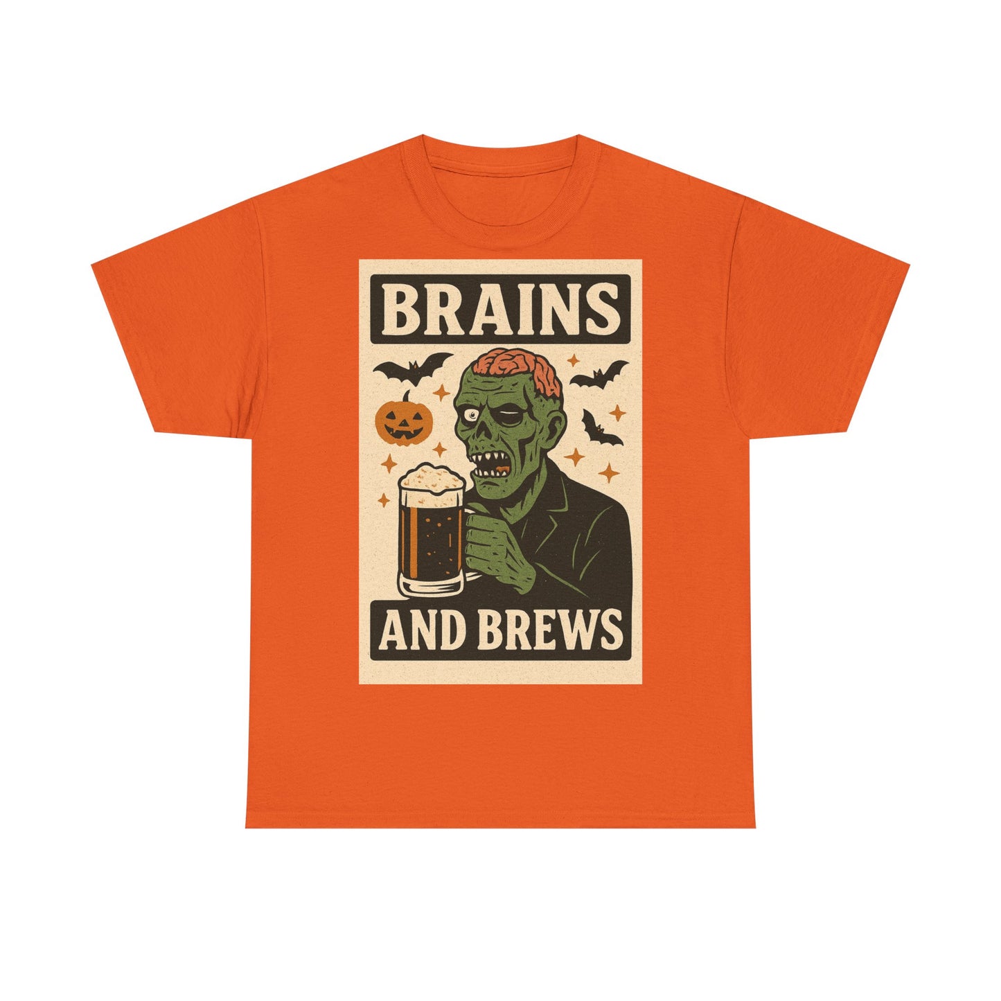 Zombie Brains and Brews Halloween Adult Unisex Tee
