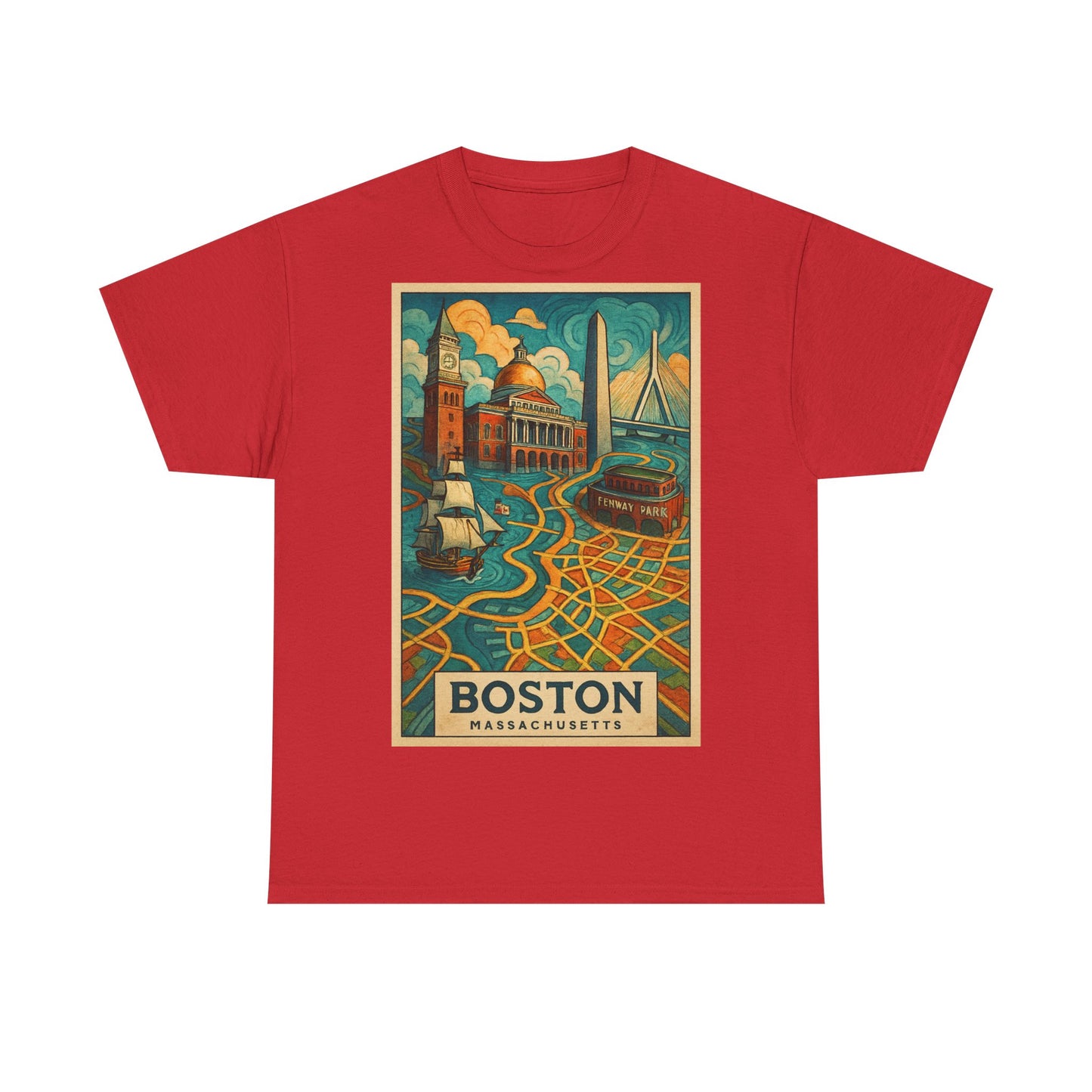Adult Unisex Boston Surreal Travel Art Tee