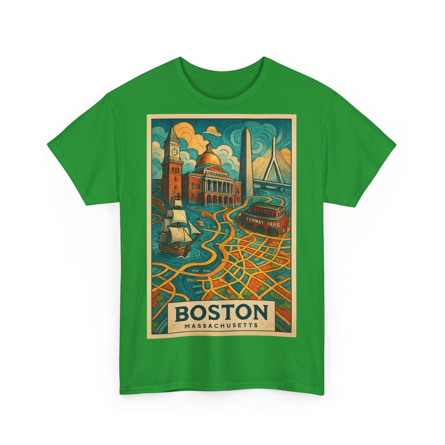 Adult Unisex Boston Surreal Travel Art Tee