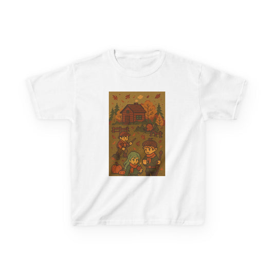Autumn Kids Pixelated Cabin Theme Tee