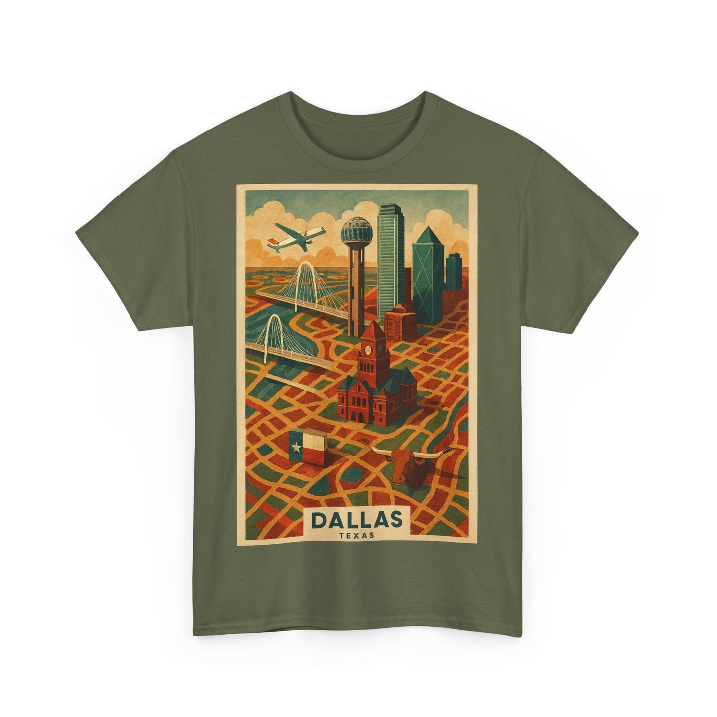 Adult Unisex Dallas Surreal Vintage Map Tee