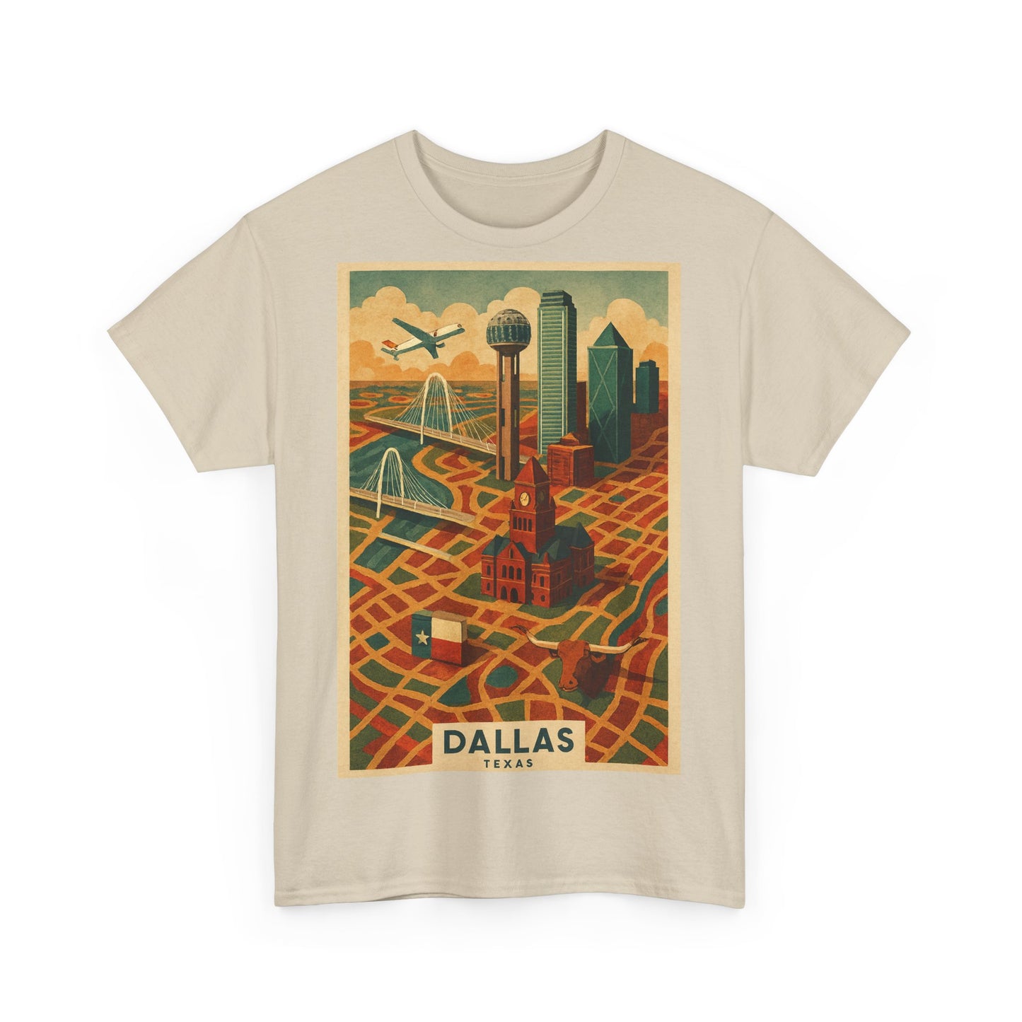 Adult Unisex Dallas Surreal Vintage Map Tee