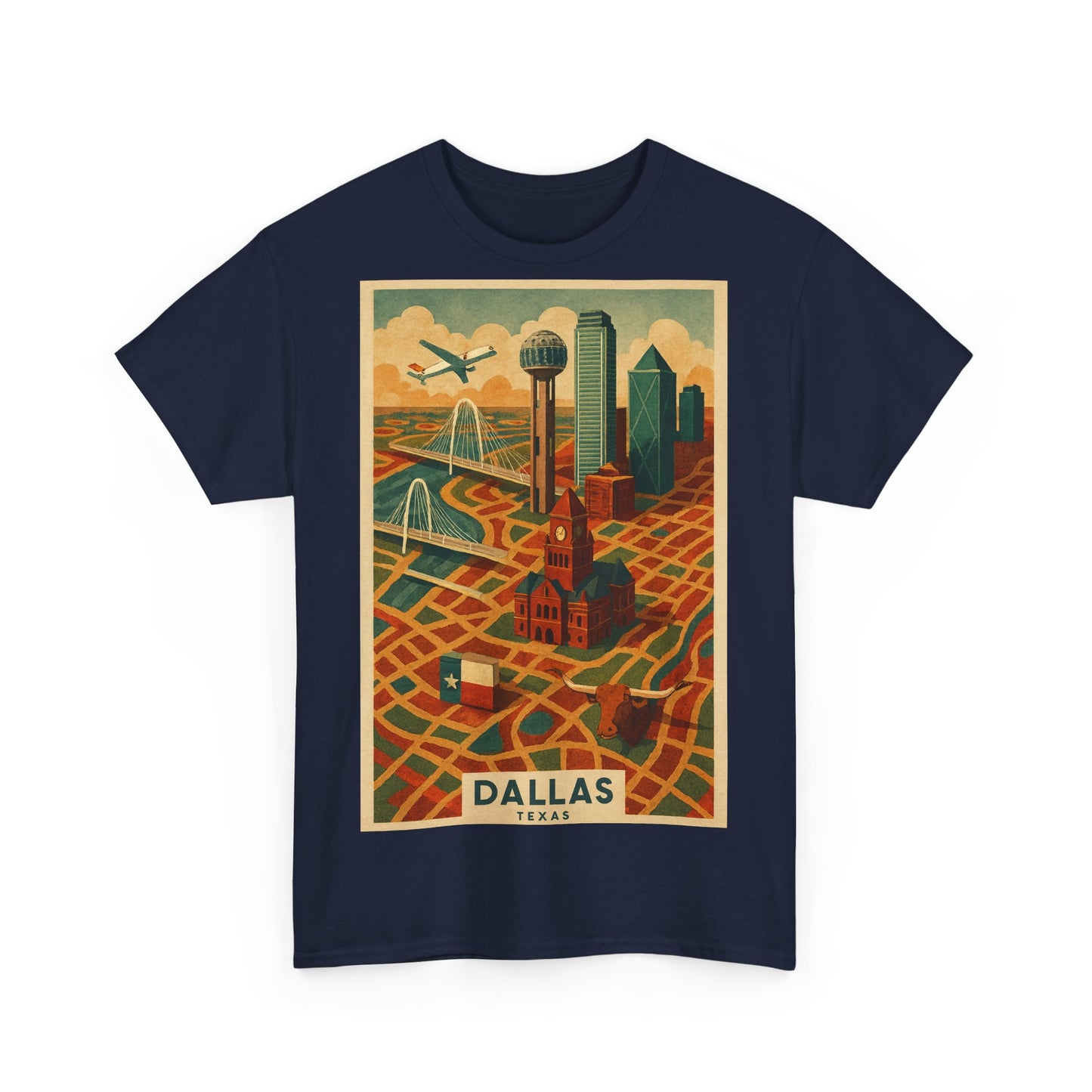 Adult Unisex Dallas Surreal Vintage Map Tee