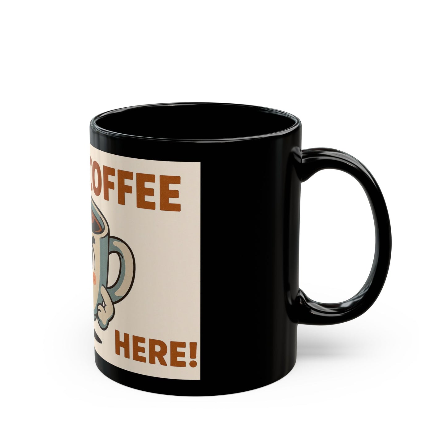 "I Need Coffee Here" - Funny Coffee Humour - Black Ceramic