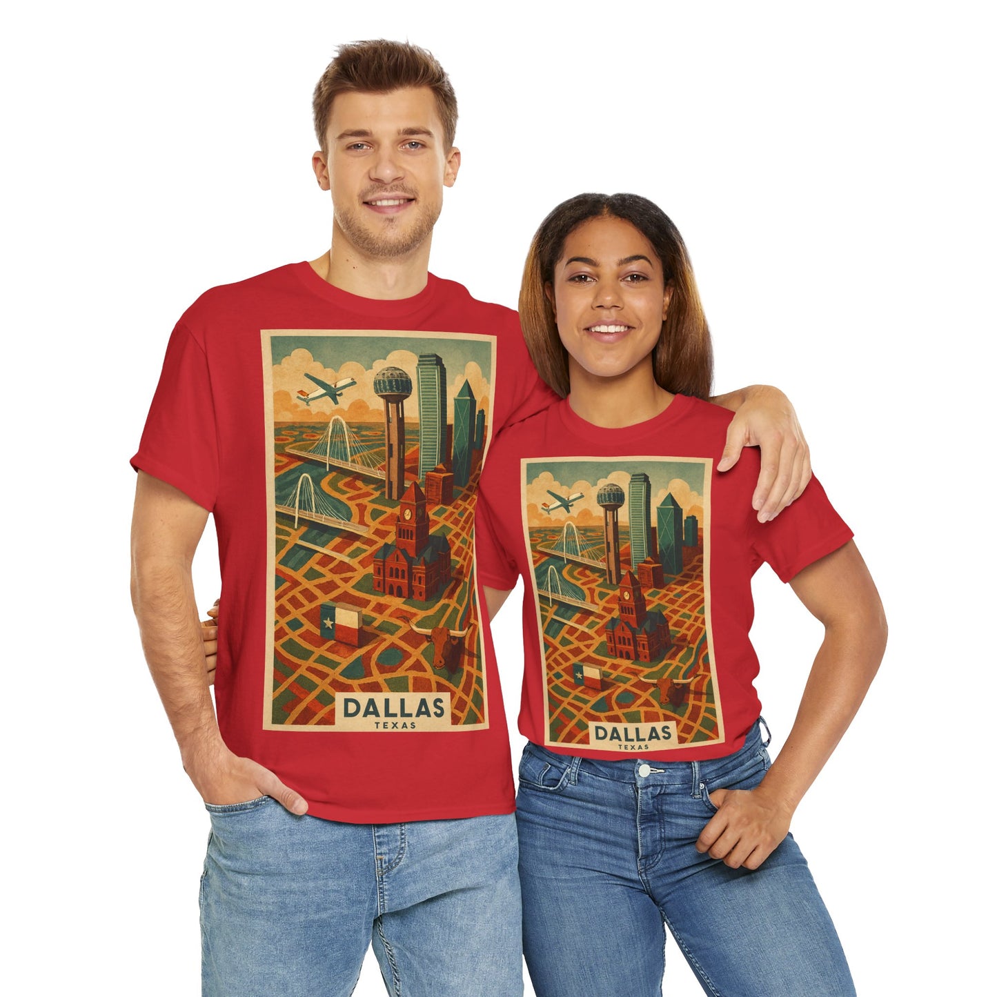 Adult Unisex Dallas Surreal Vintage Map Tee