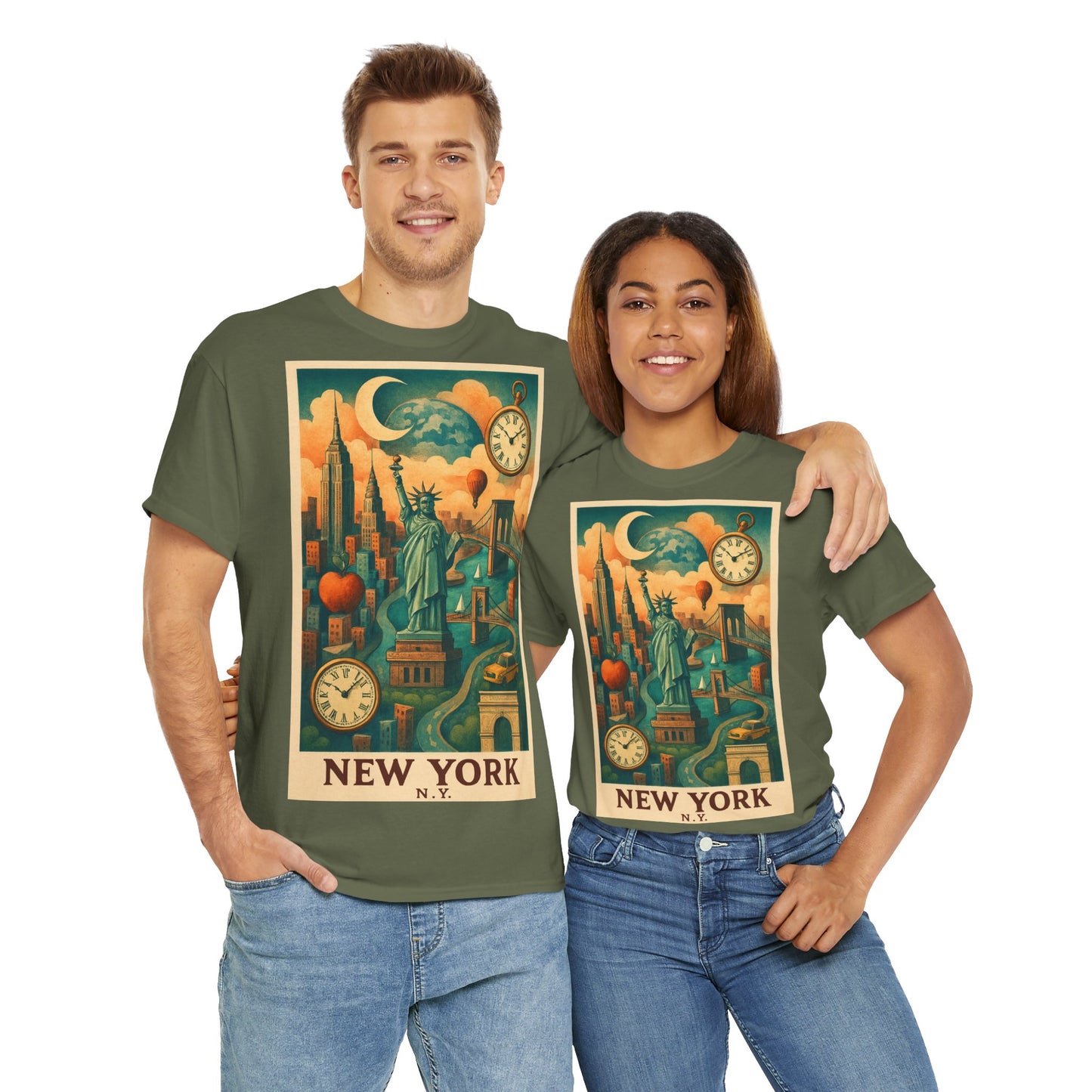 Adult Unisex Surreal Vintage New York Skyline Tee