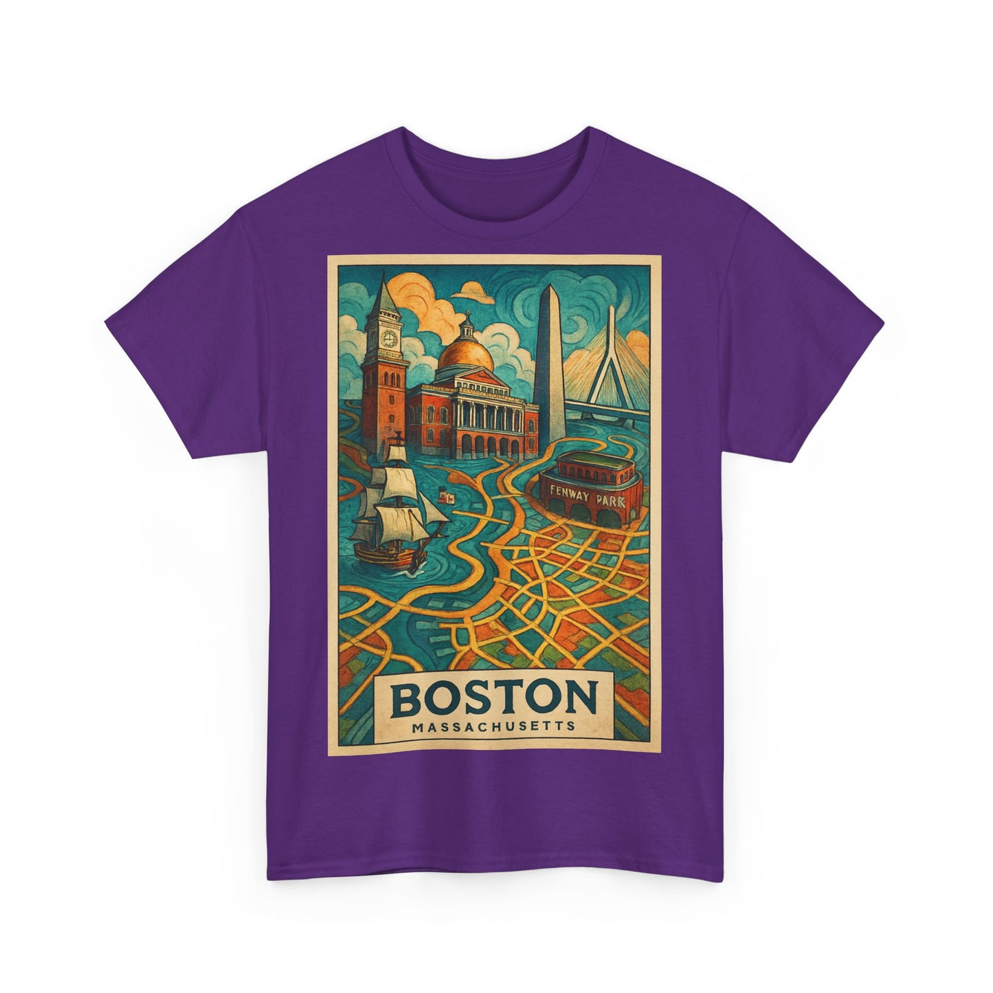 Adult Unisex Boston Surreal Travel Art Tee