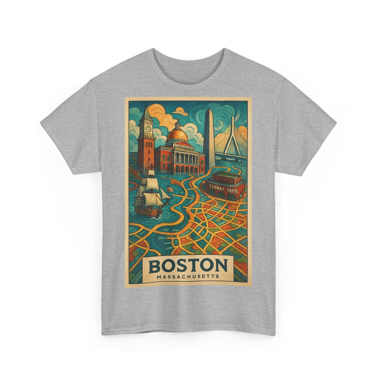 Adult Unisex Boston Surreal Travel Art Tee