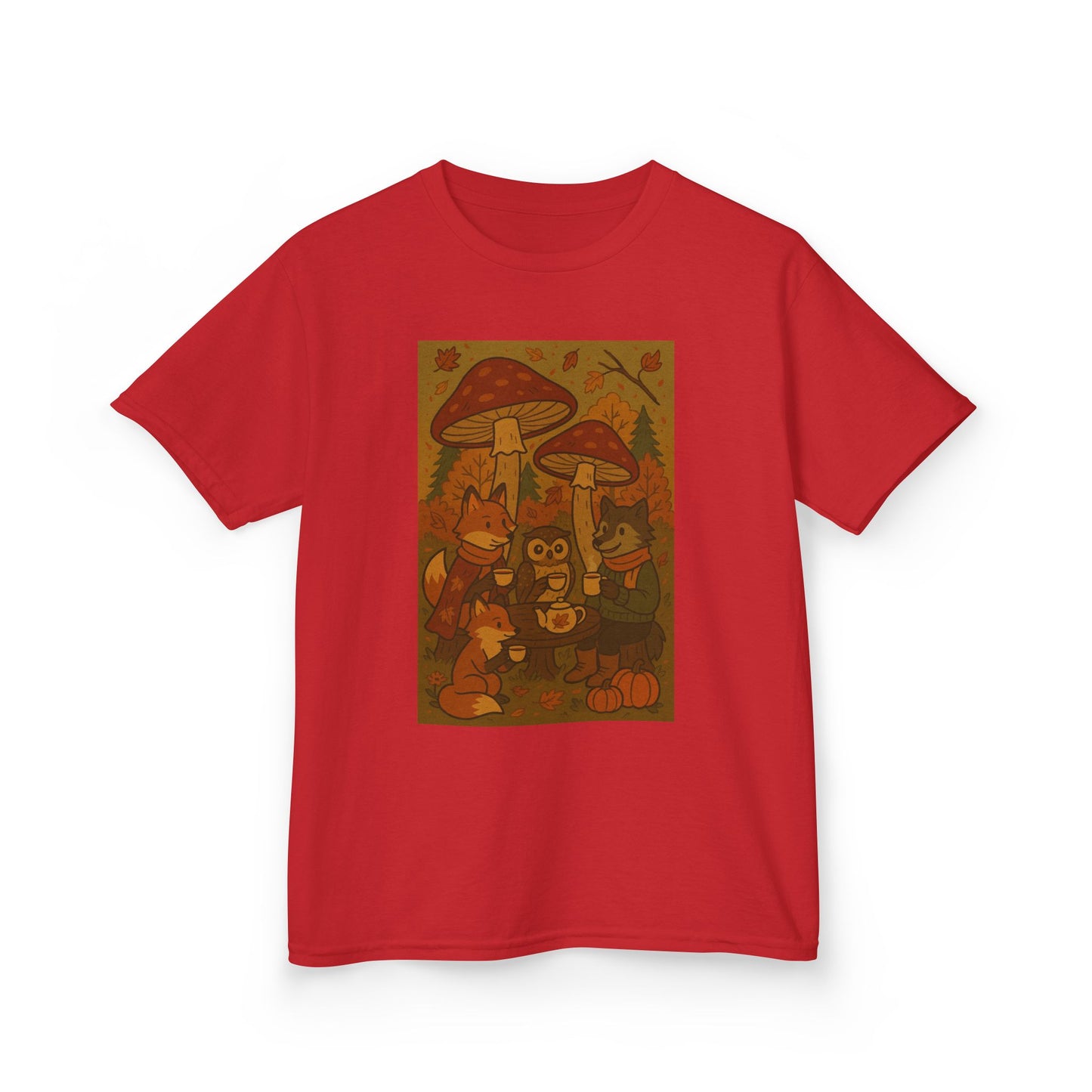 Autumn Whimsical Mushroom Tea Party Kids Tee