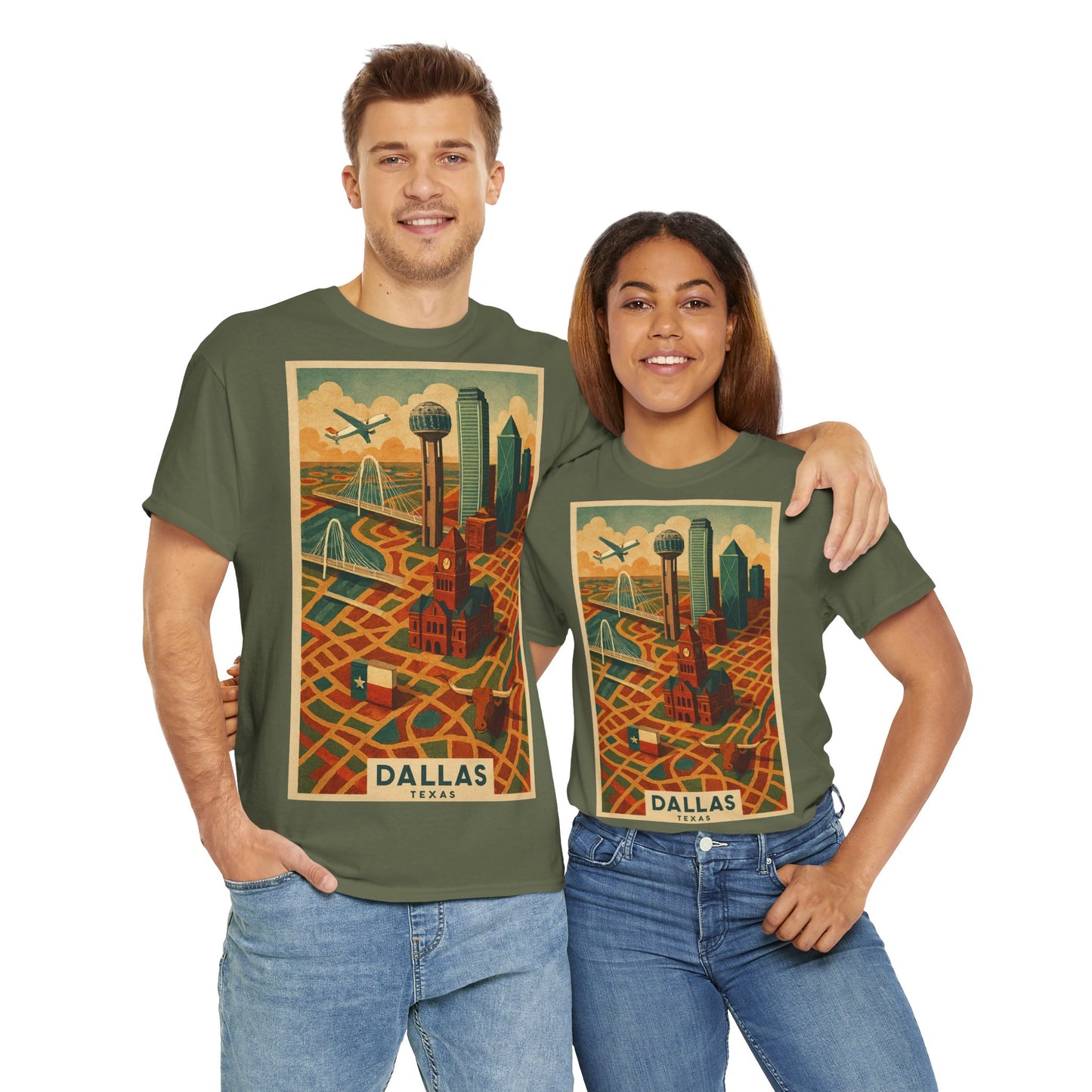 Adult Unisex Dallas Surreal Vintage Map Tee