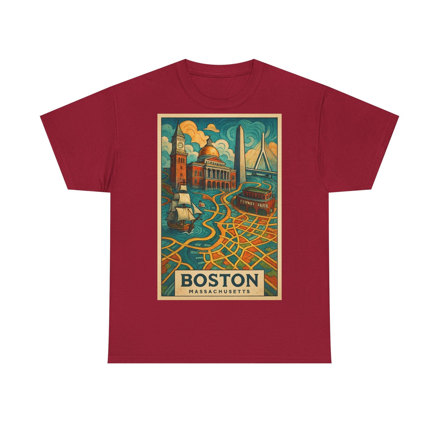 Adult Unisex Boston Surreal Travel Art Tee