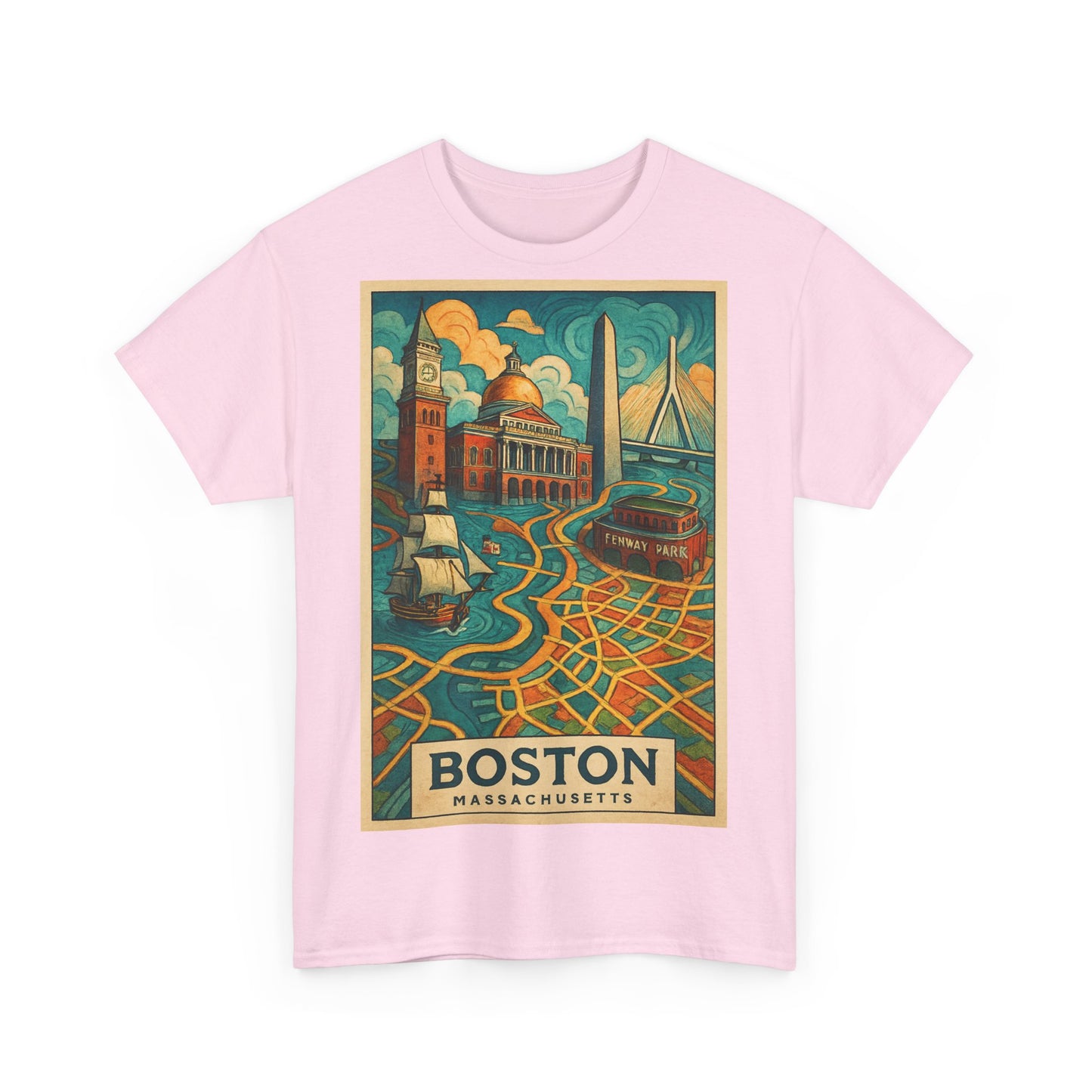Adult Unisex Boston Surreal Travel Art Tee