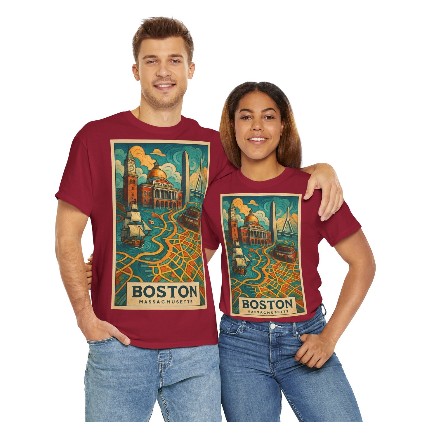 Adult Unisex Boston Surreal Travel Art Tee