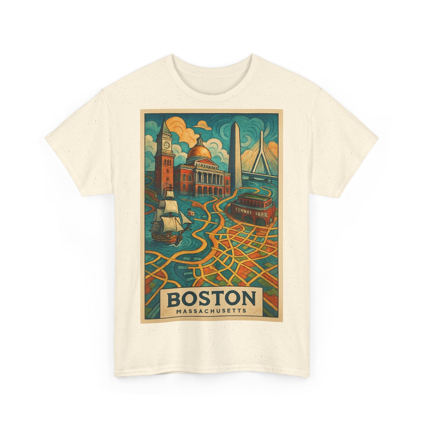 Adult Unisex Boston Surreal Travel Art Tee