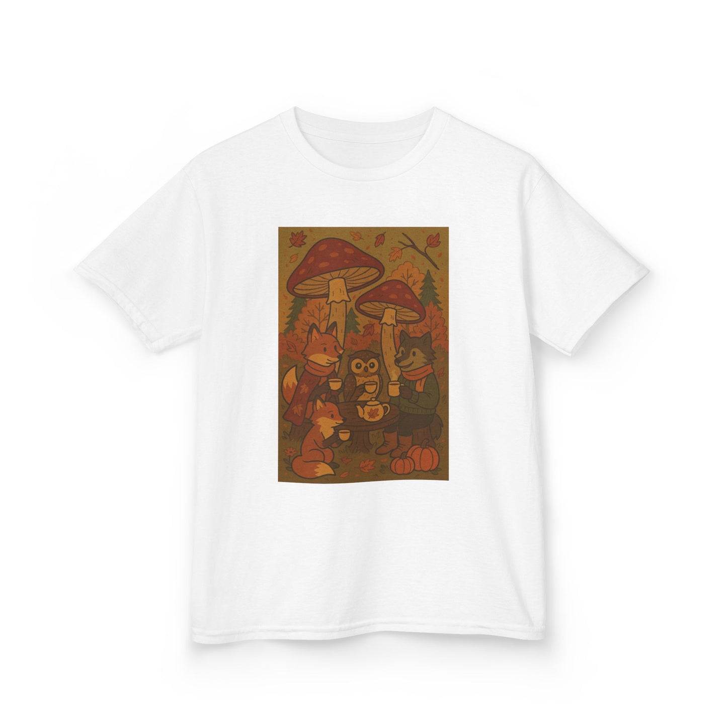 Autumn Whimsical Mushroom Tea Party Kids Tee