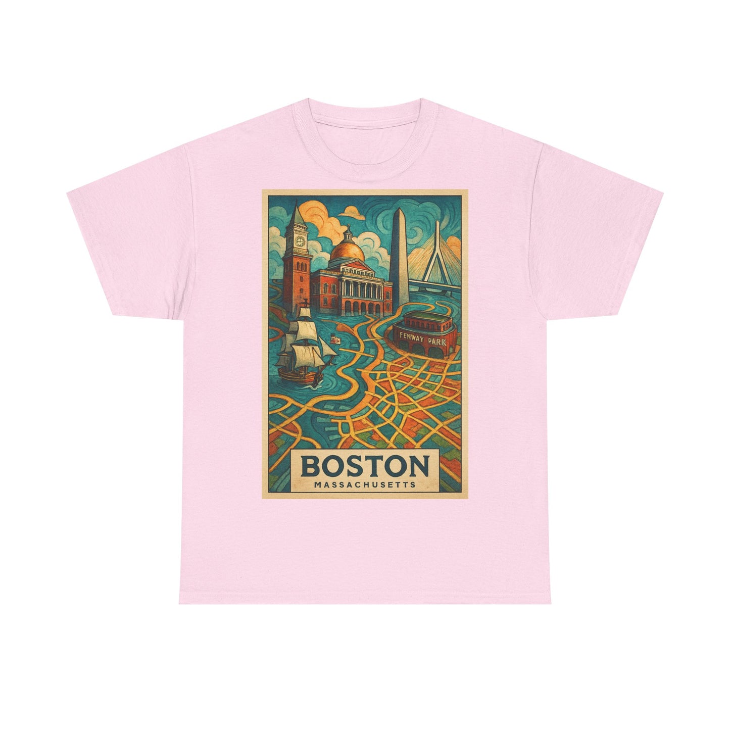 Adult Unisex Boston Surreal Travel Art Tee